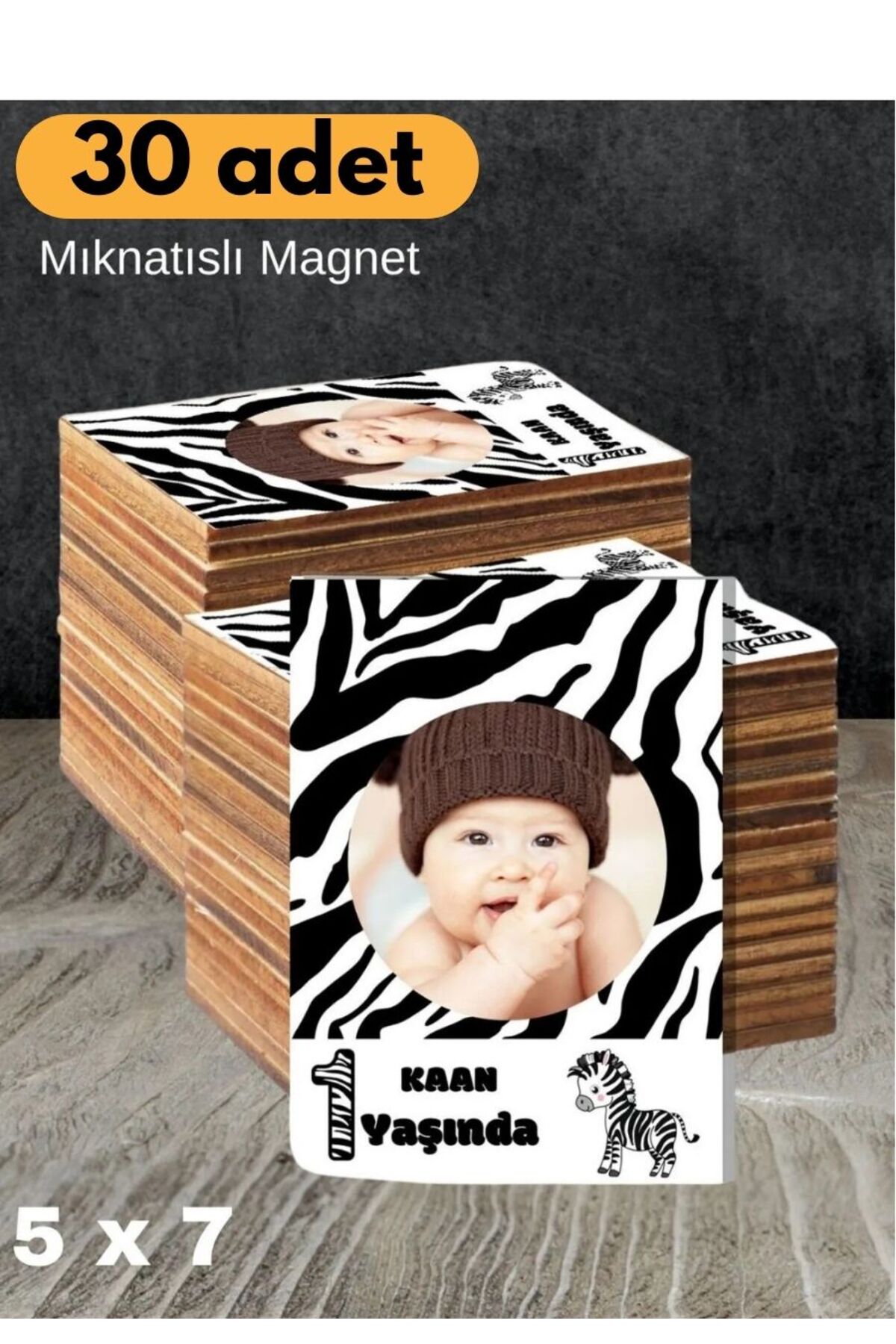 Bebek Çocuk Doğum Günü Resimli Fotoğraflı Ahşap Mıknatıslı Magnet 30lu