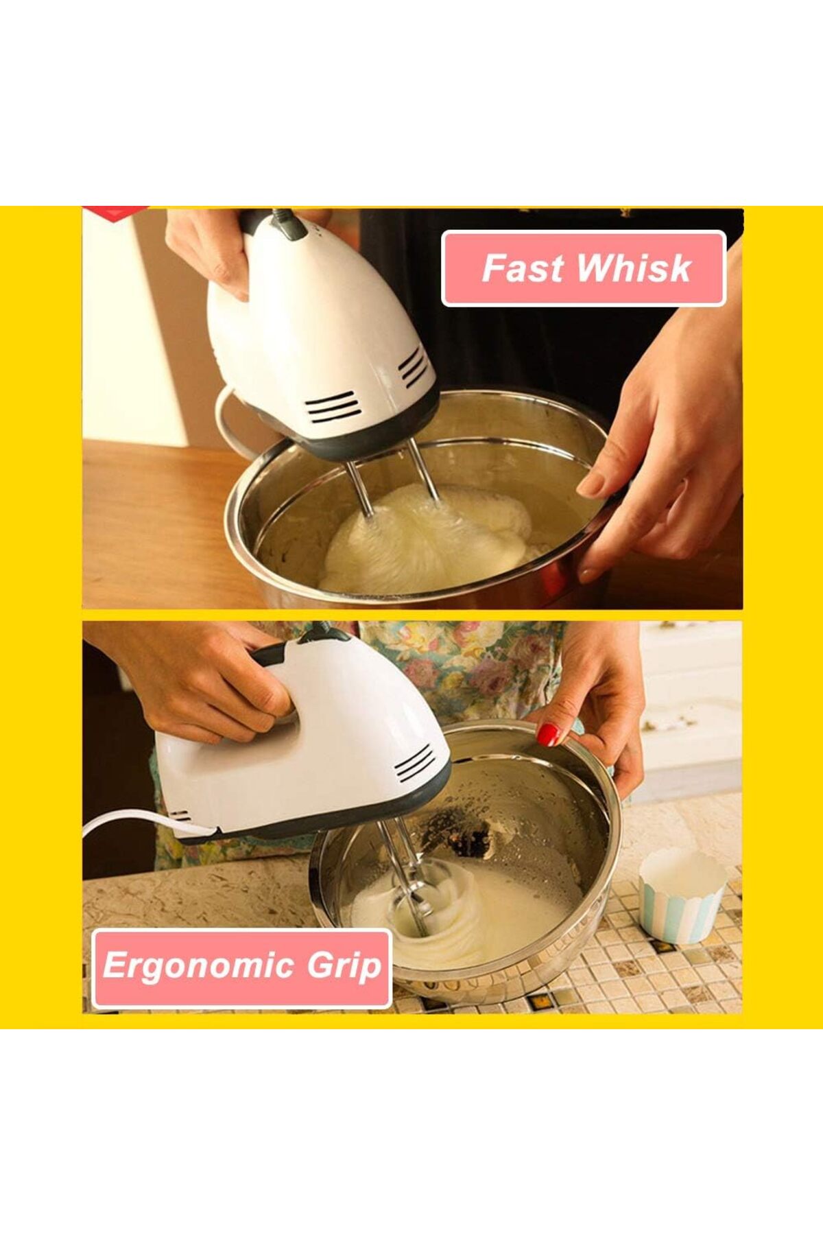 خلاط يدوي كهربائي بقوة 150 وات وخفاقة بيض و7 سرعات وخلط سهل مع خفاقة من الفولاذ المقاوم للصدأ