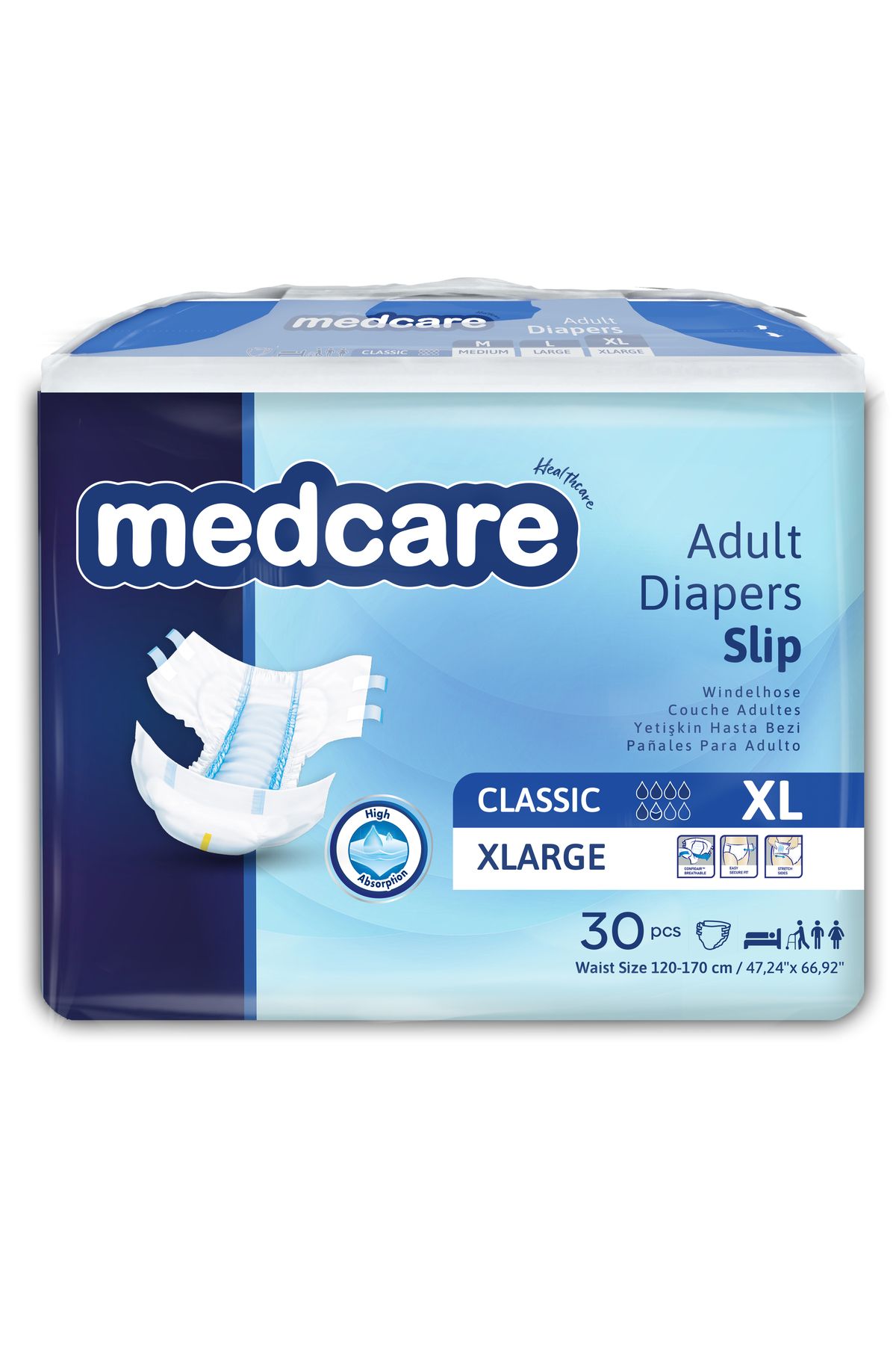 MEDCARE-30 Pieces XLarge Extra Large Size Adult Patient Diapers 1