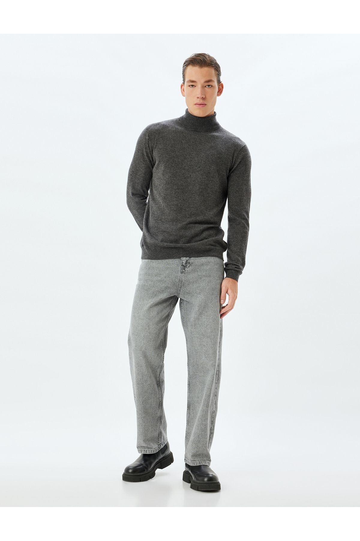 Koton-Turtleneck Sweater - Long Sleeve, Viscose and Wool Blend 2