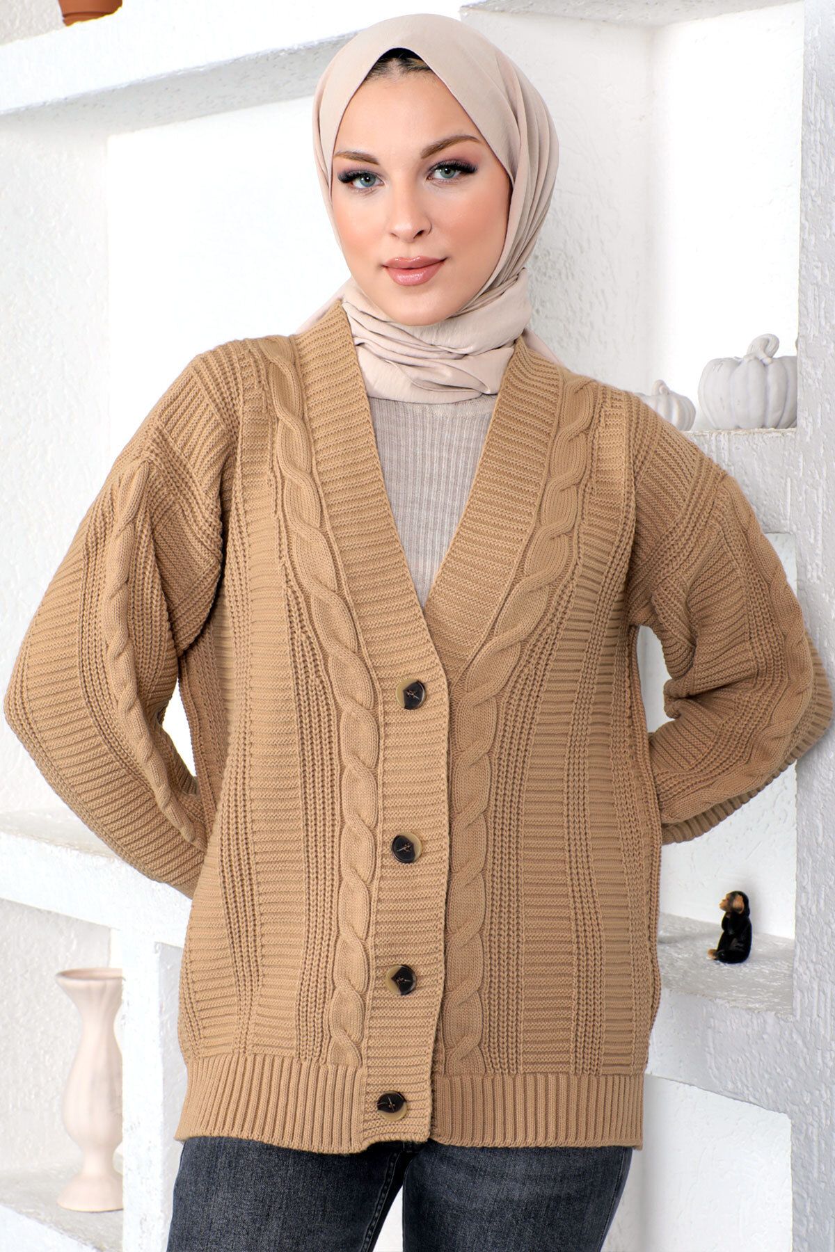 Tesettür Dünyası-Model Tricotat Tricoturi Cardigan Tsd230225 Nurcă 3