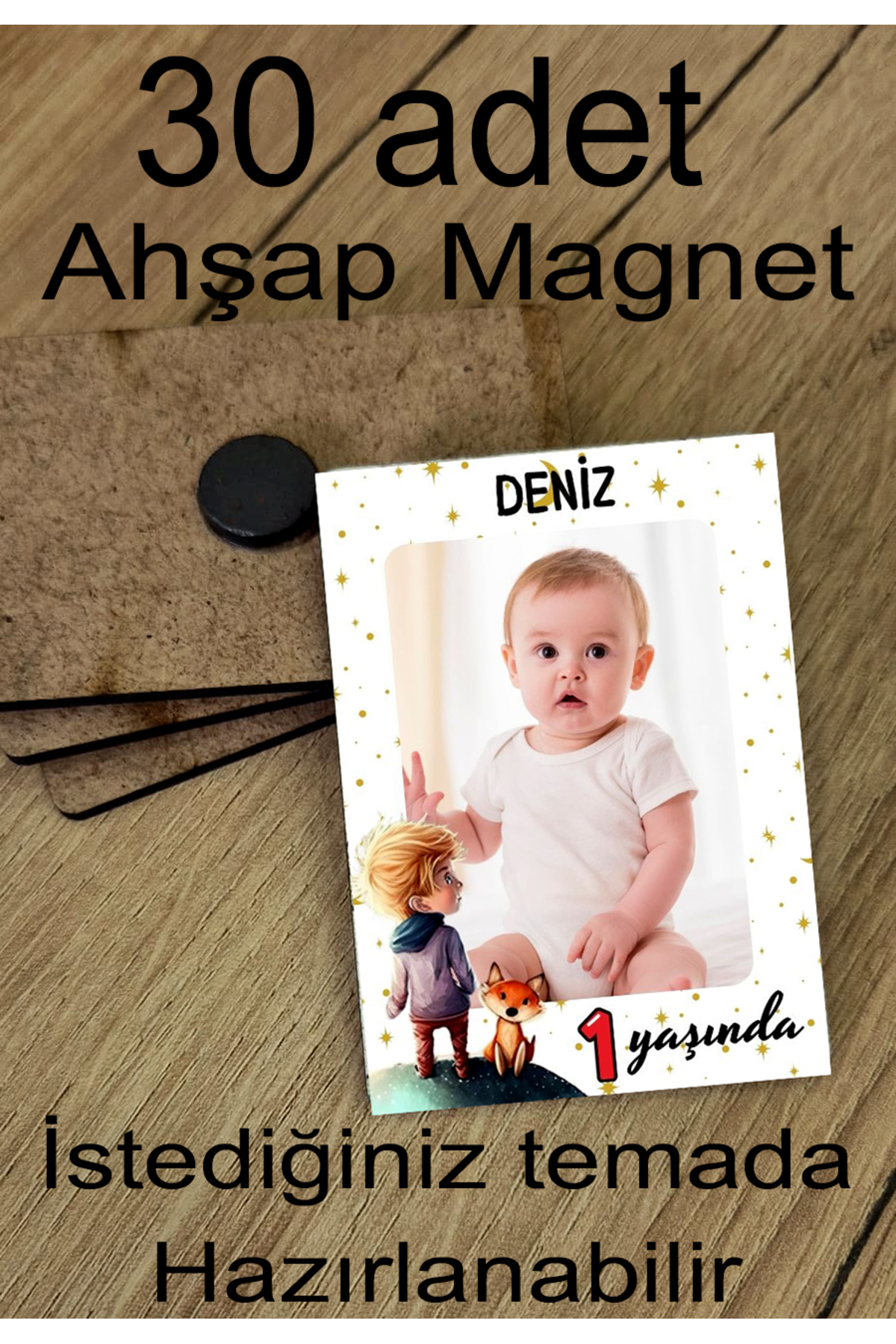 Bebek-Çocuk-Nikah-Mevlüd İçin Özel Tasarlanmış Ahşap magnet