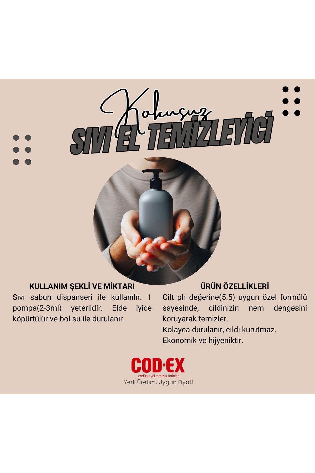 صابون دست مایع گلیسیرین فوق قوی، بی بو، فاقد عطر و رنگ، 4 لیتر COD-EX
