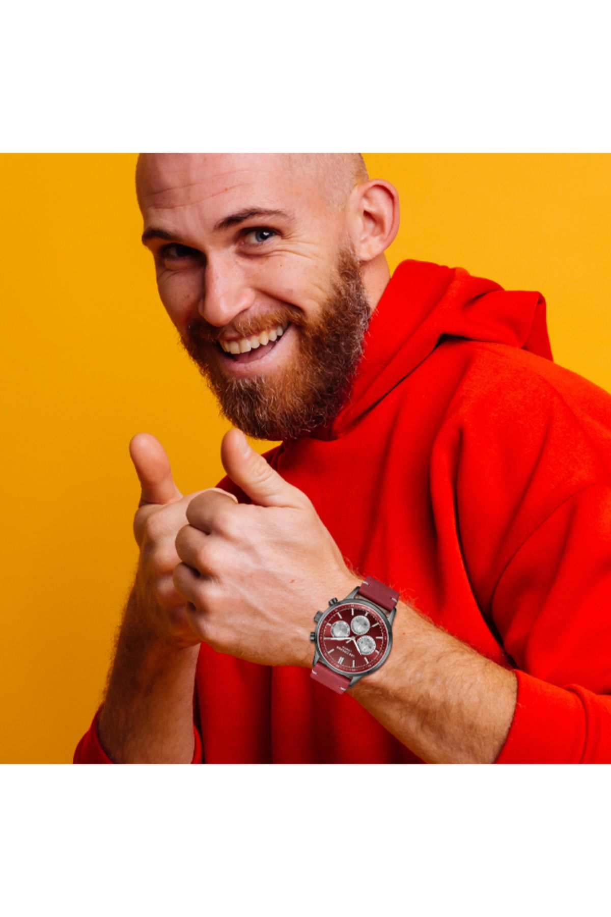 Lee Cooper-LC08001.688 Men Multi Function Display Watch & Leather Strap Red 7