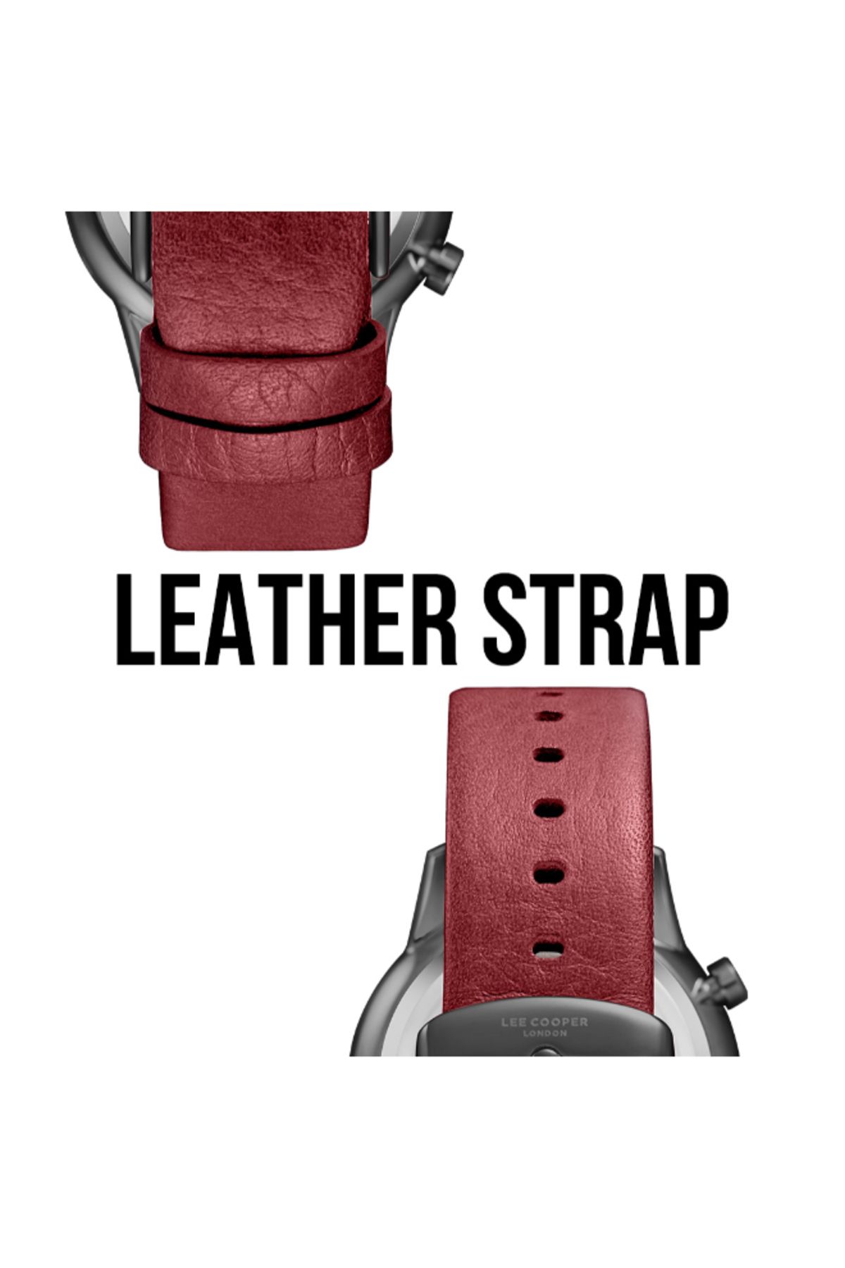 Lee Cooper-LC08001.688 Men Multi Function Display Watch & Leather Strap Red 6