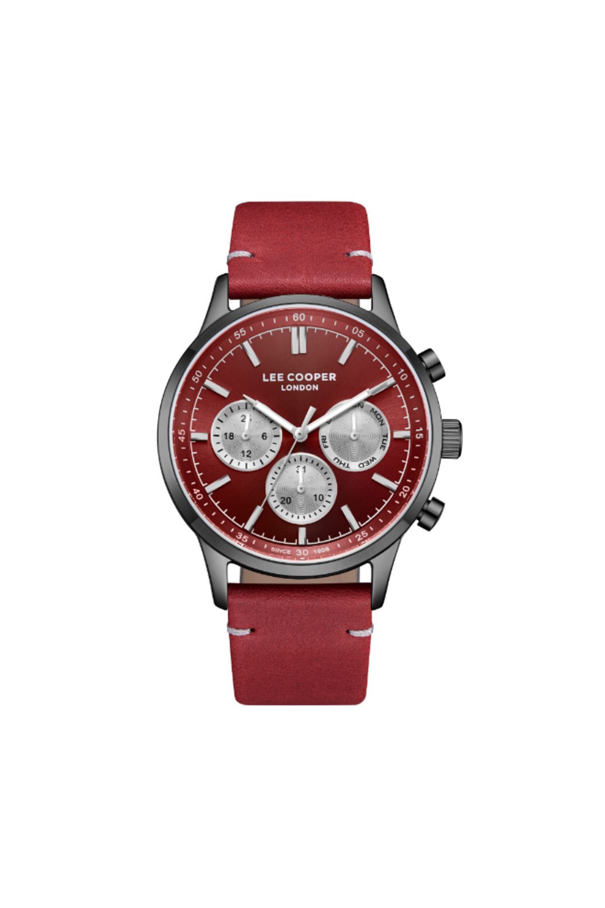 Lee Cooper-LC08001.688 Men Multi Function Display Watch & Leather Strap Red 1