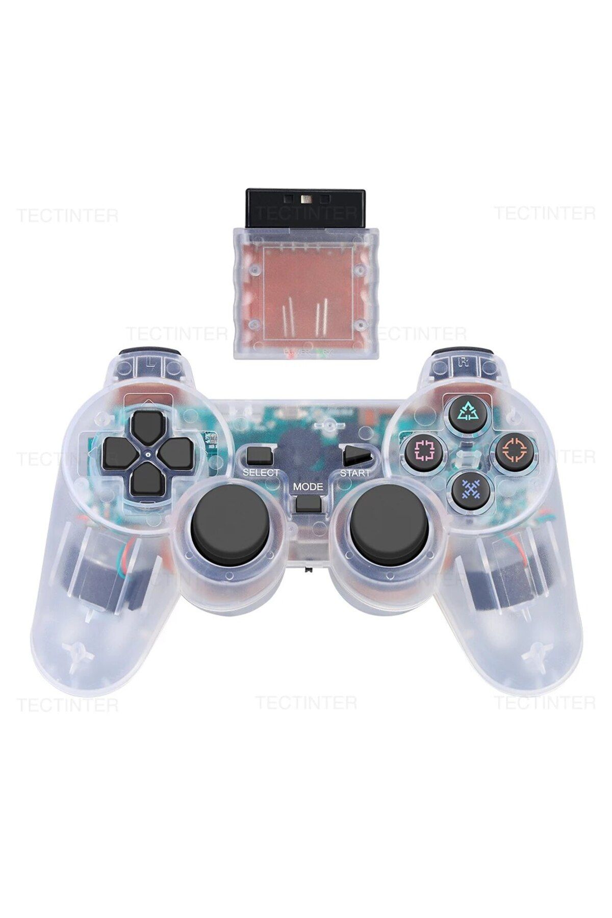 TECTINTER-White Wireless Controller For PS2/PS1 Gamepad Dual Vibration Shock For Sony Playstation 2 Joypad Joy 1