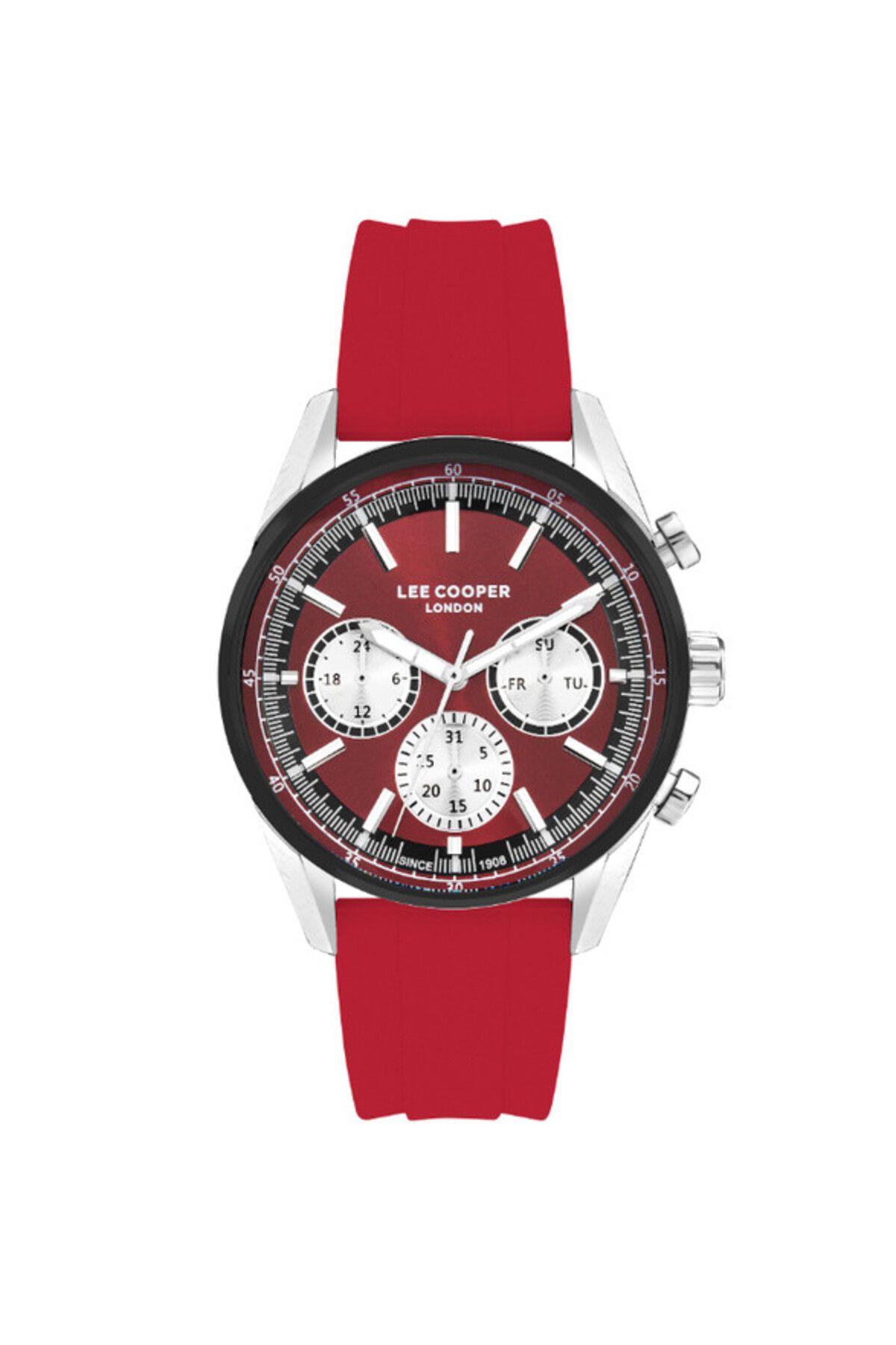 Lee Cooper-LC07987.388 Men Multi Function Display Watch & Silicone Strap Red 1