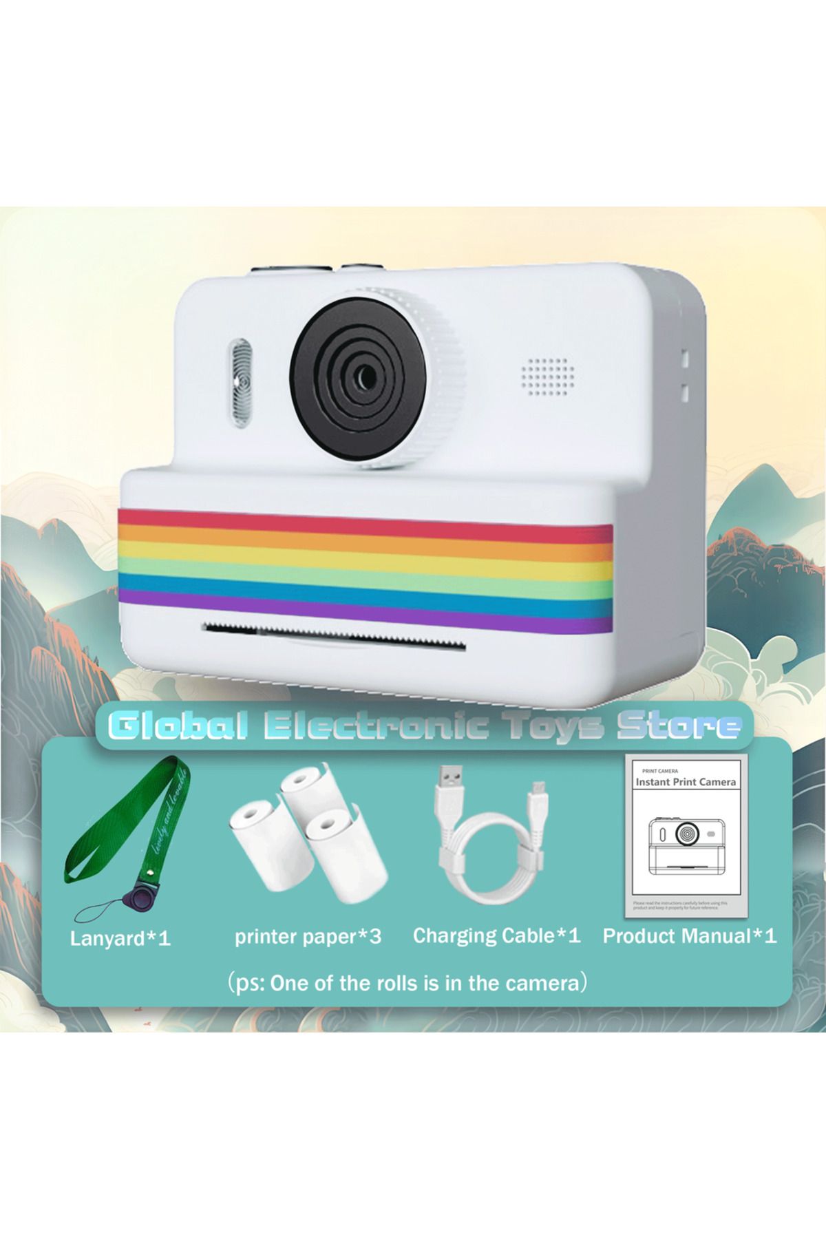 Choice-WHITE 2.8 Inch Instant Print Camera, Digital Video Camera With 3 Rolls of Thermal Printing Paper, 0 1