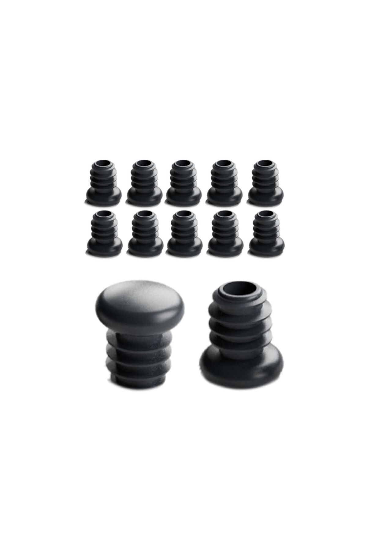 Mikasso 16 Mm Yuvarlak Plastik Sandalye Profil Boru Tapası 20 Adet Keçeler Siyah