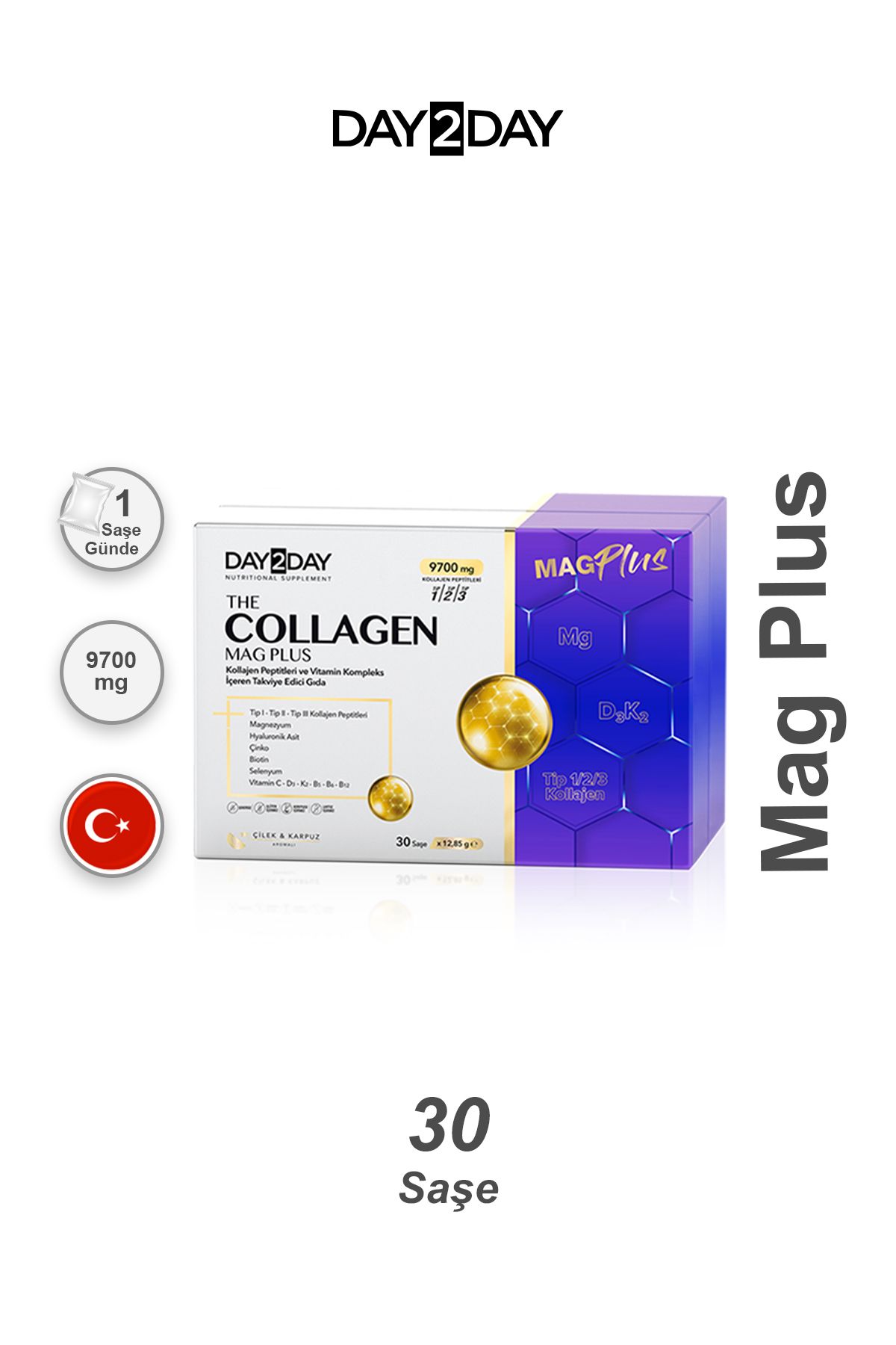 DAY2DAY The Collagen Mag Plus Takviye Edici Gıda 30 Şase