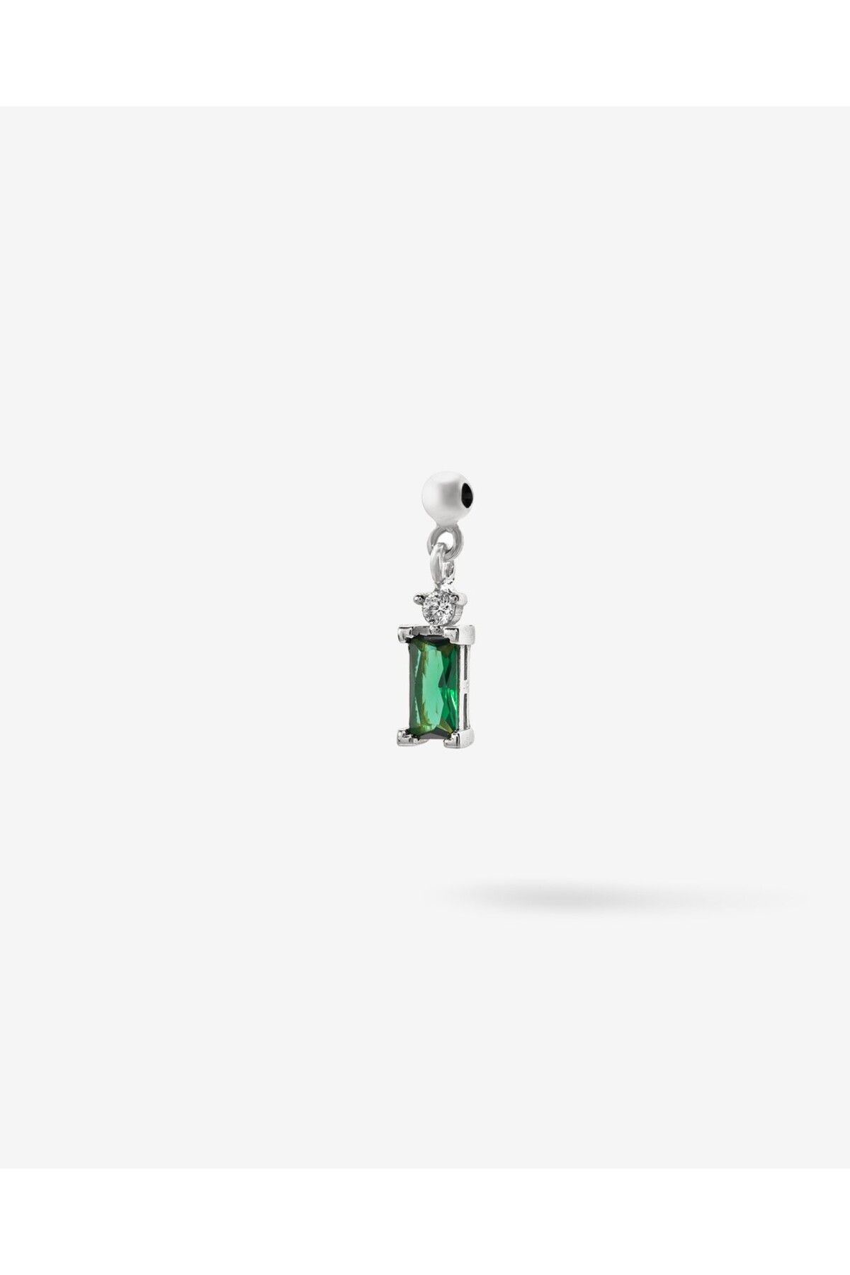 MEKS JEWELS-Silver Charm with Green Baguette Stone 1