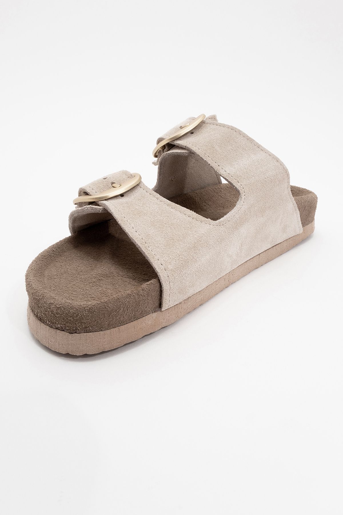 دمپایی نود زنانه جیر بژ نور اوستا چرمی واقعی زن luvishoes