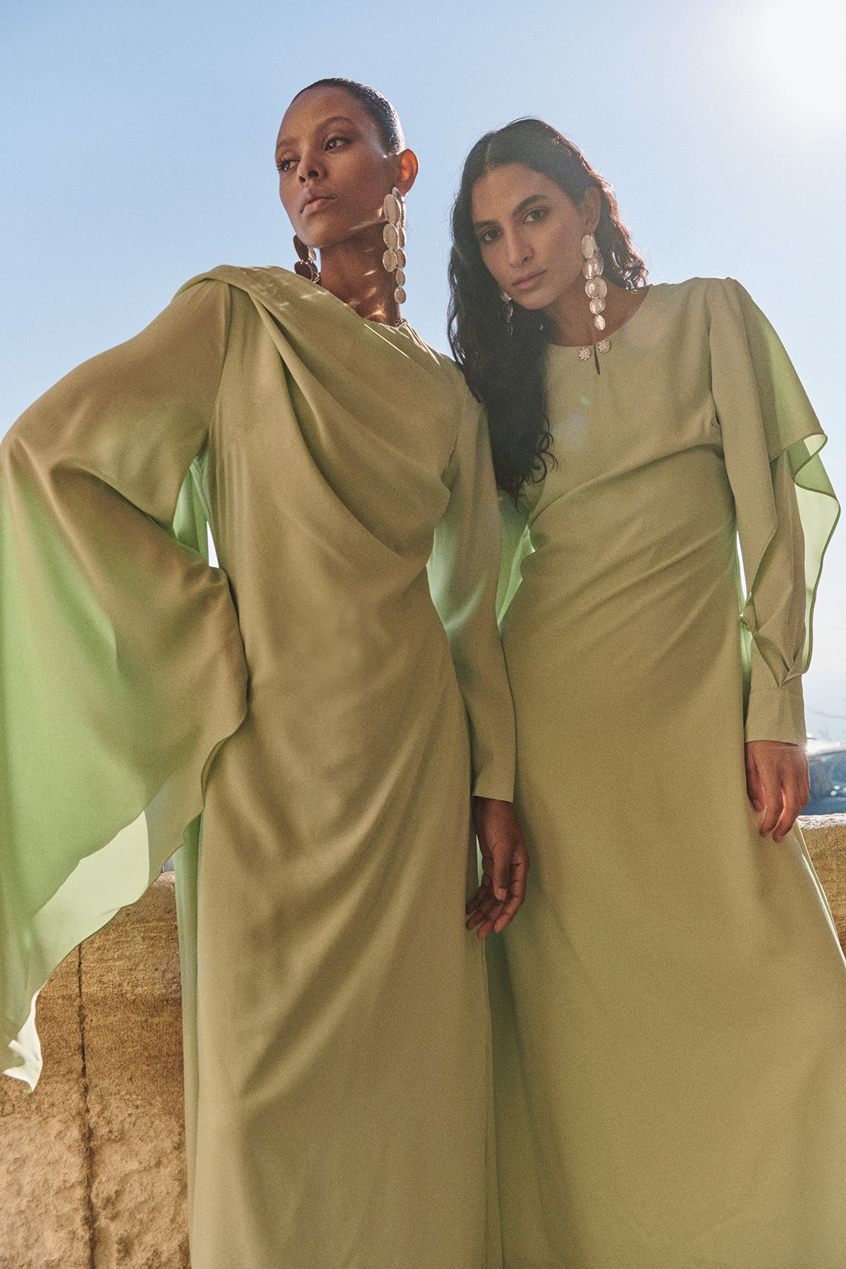 Trendyol Modest-فستان سهرة بتفاصيل شال أخضر فاتح TCTSS24DB00036 6