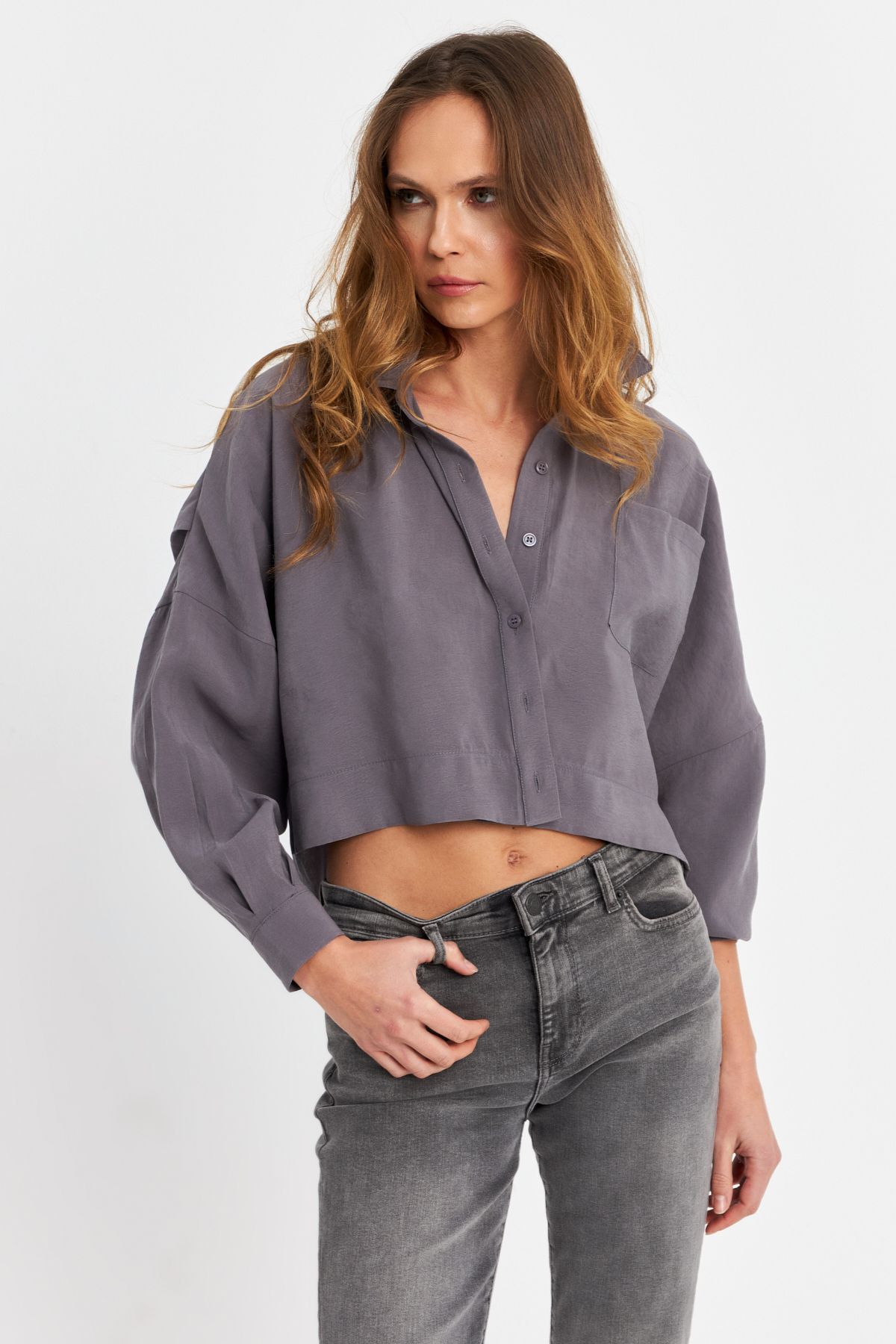 Cool & Sexy-Sivá dámska košeľa Kupra - Sb3061 7