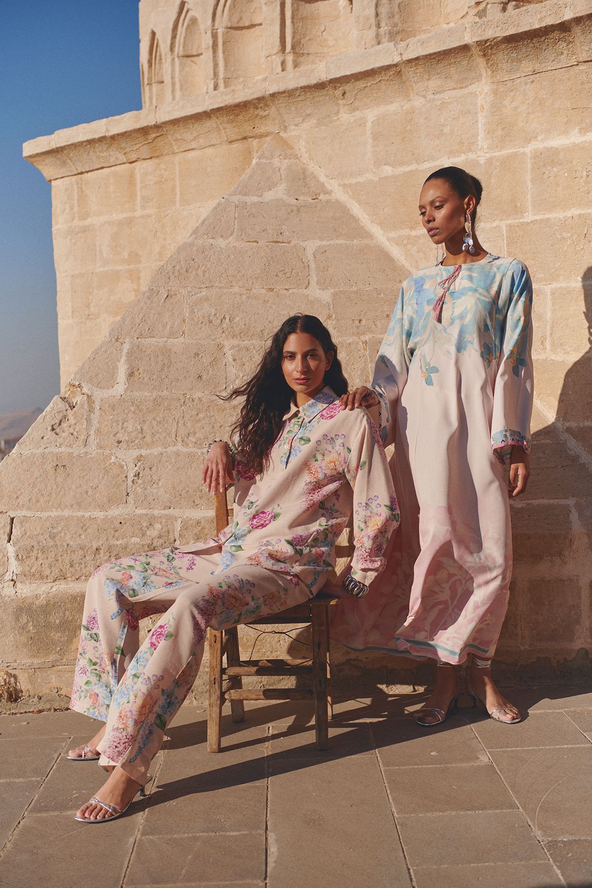 Trendyol Modest-Rochie țesătă cu imprimeu cu mâneci spaniole cu aspect de in pudră TCTSS25EB00033 2