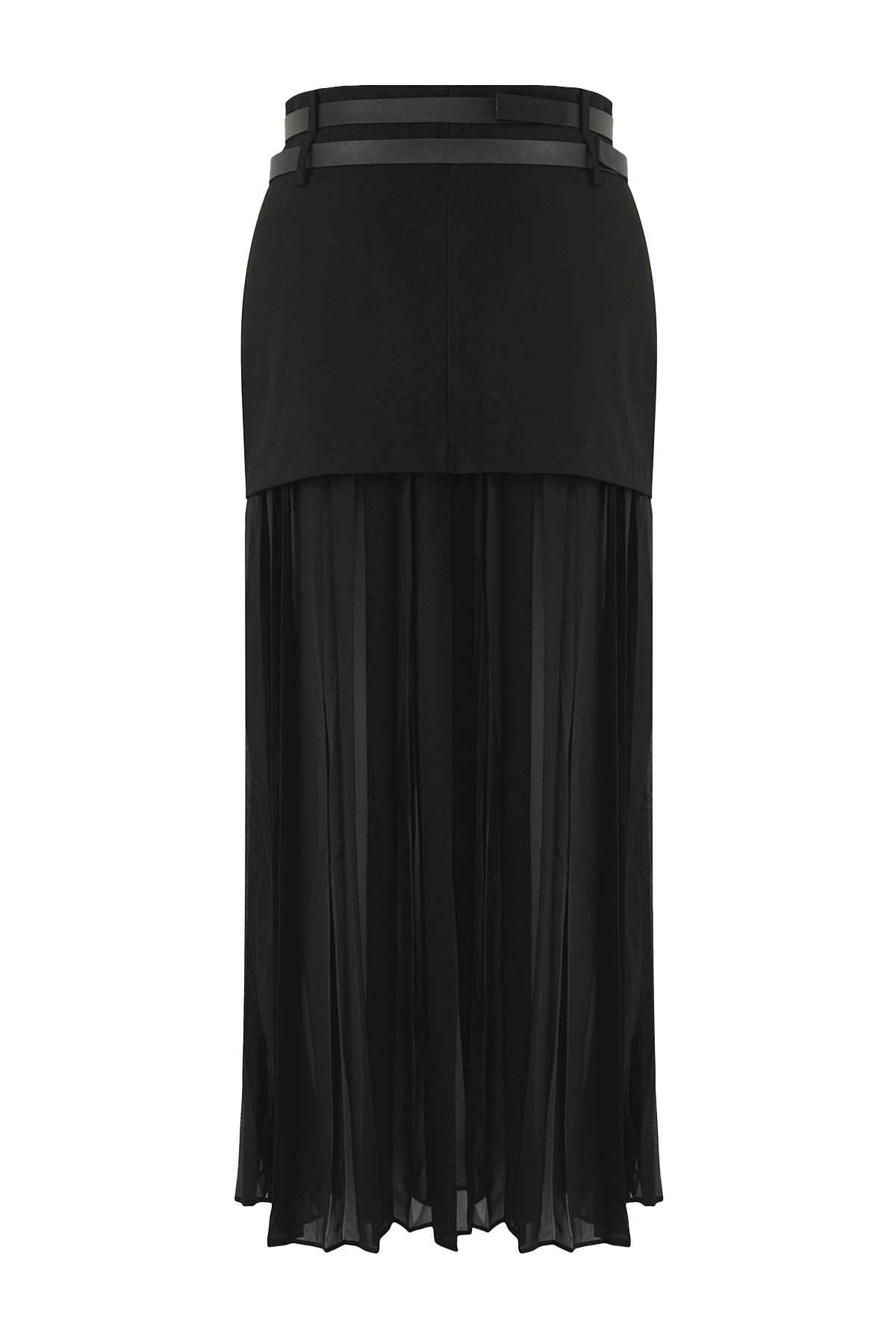 Trendyolmilla  Siyah Şifon Pilili Kemerli Dokuma Etek TWOSS25ET00108 - Görsel 4