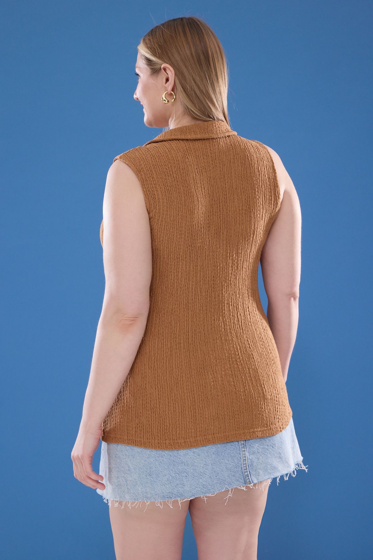 Trendyol Curve-Zimtstrukturierte, gestrickte Bluse in Übergröße 5