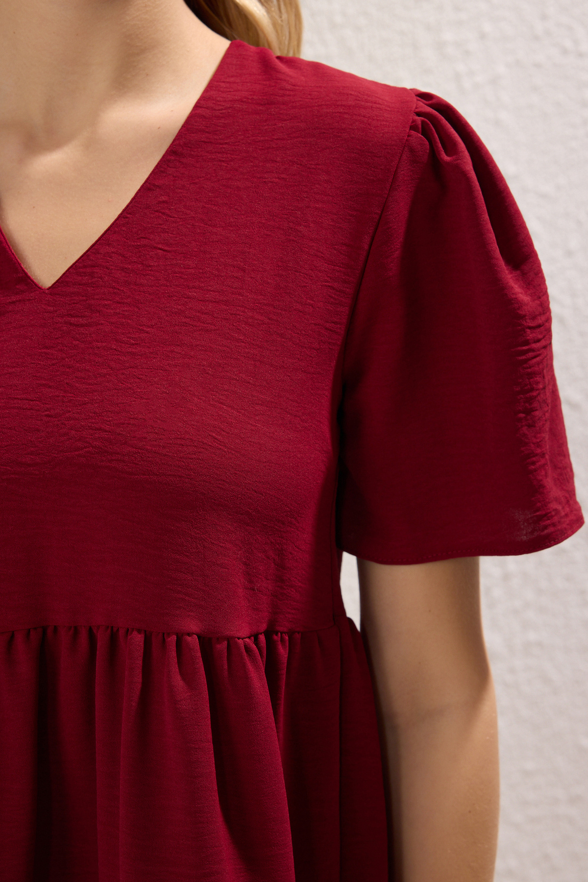 Trendyol Collection-Plum*001 Einfarbiges, einfarbiges Mini-Webkleid TWOSS20EL0400 4