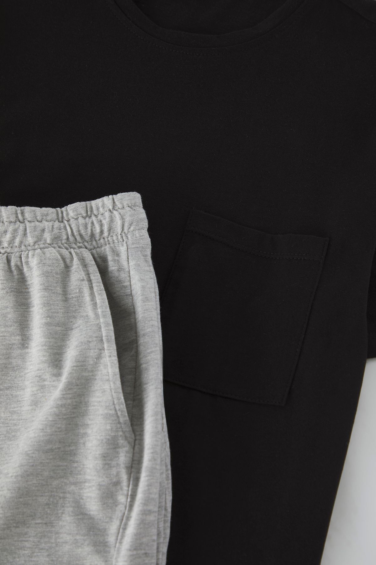 Trendyol Collection-Černošedé pletené šortky Regular Fit Sada pyžama – 100% bavlna Tmnss25Pt00033 3
