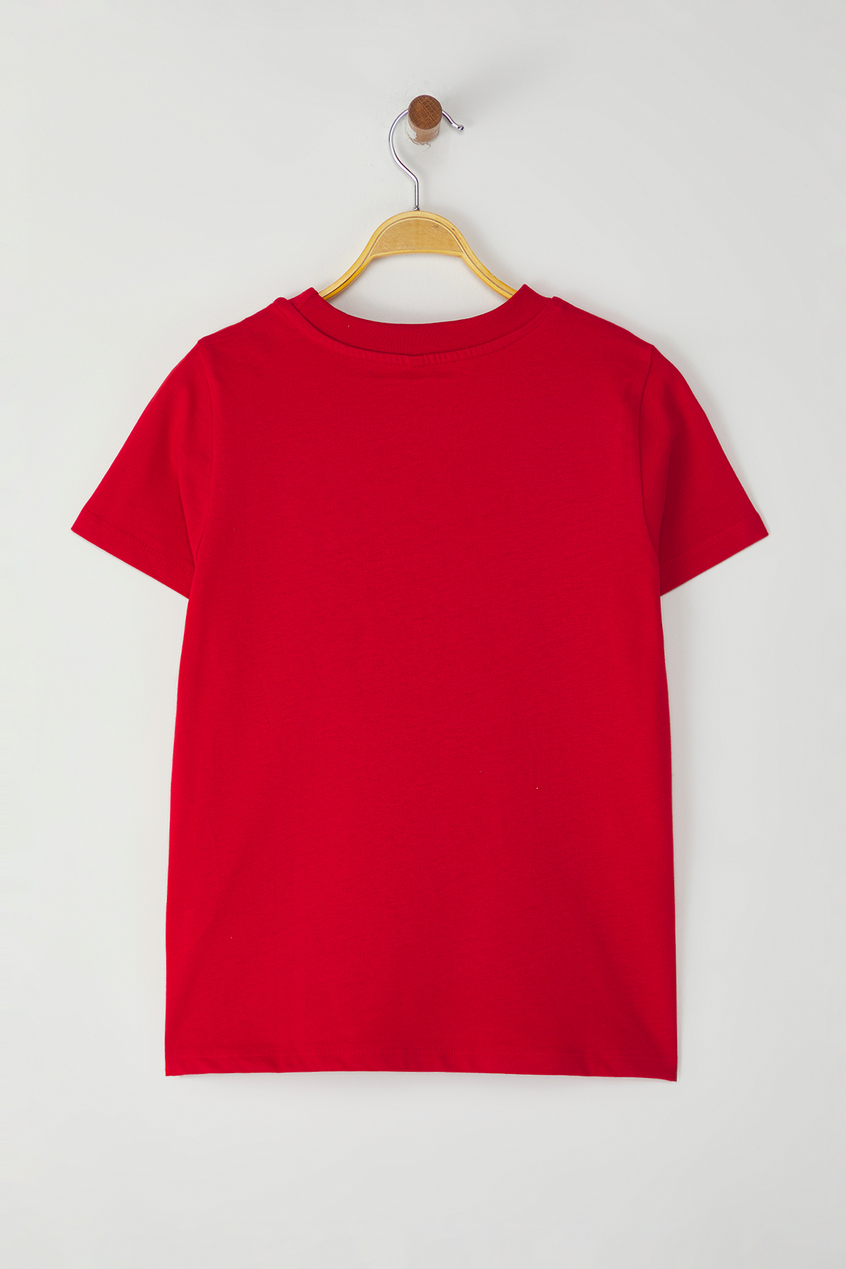 Trendyolmilla  Kırmızı Kalın Pamuklu Slogan Baskılı Regular/Normal Kalıp Örme T-Shirt TWOSS25TS00056 - Görsel 6