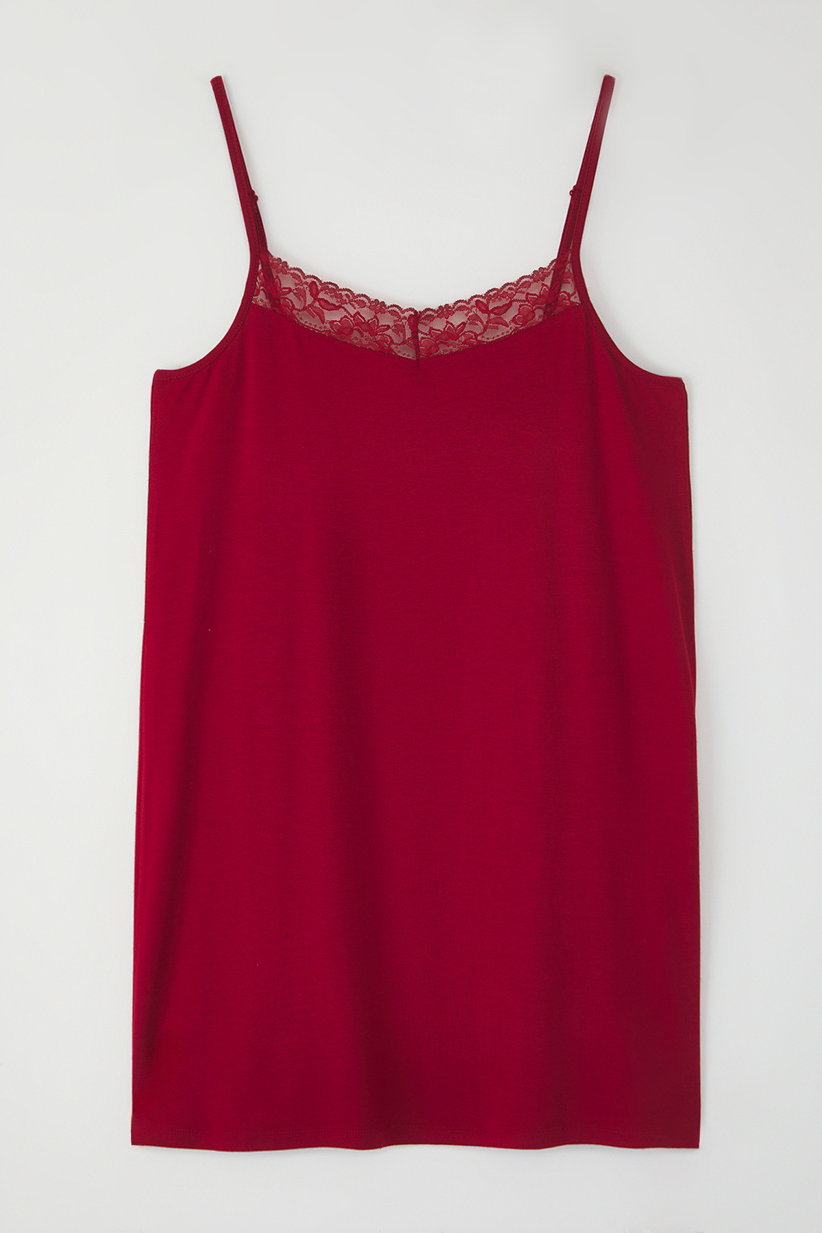 Trendyol Curve-Burgundy V Neck Lace Knitted Nightgown Tbbss25Ch00006 6