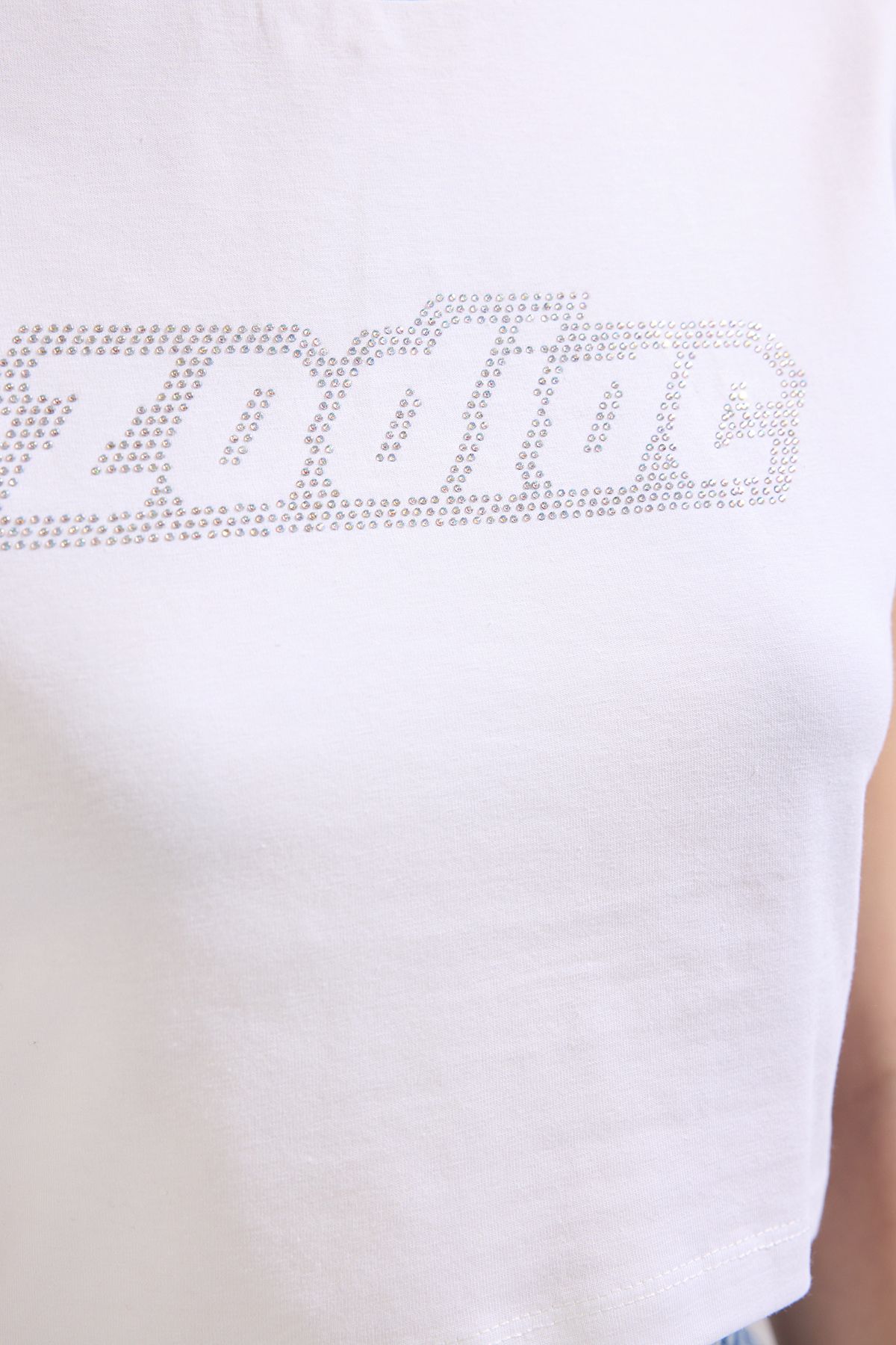 Trendyol Collection-Tričko Crew Neck White Stone Printed Cotton Crop - Twoss23Ts00128 3