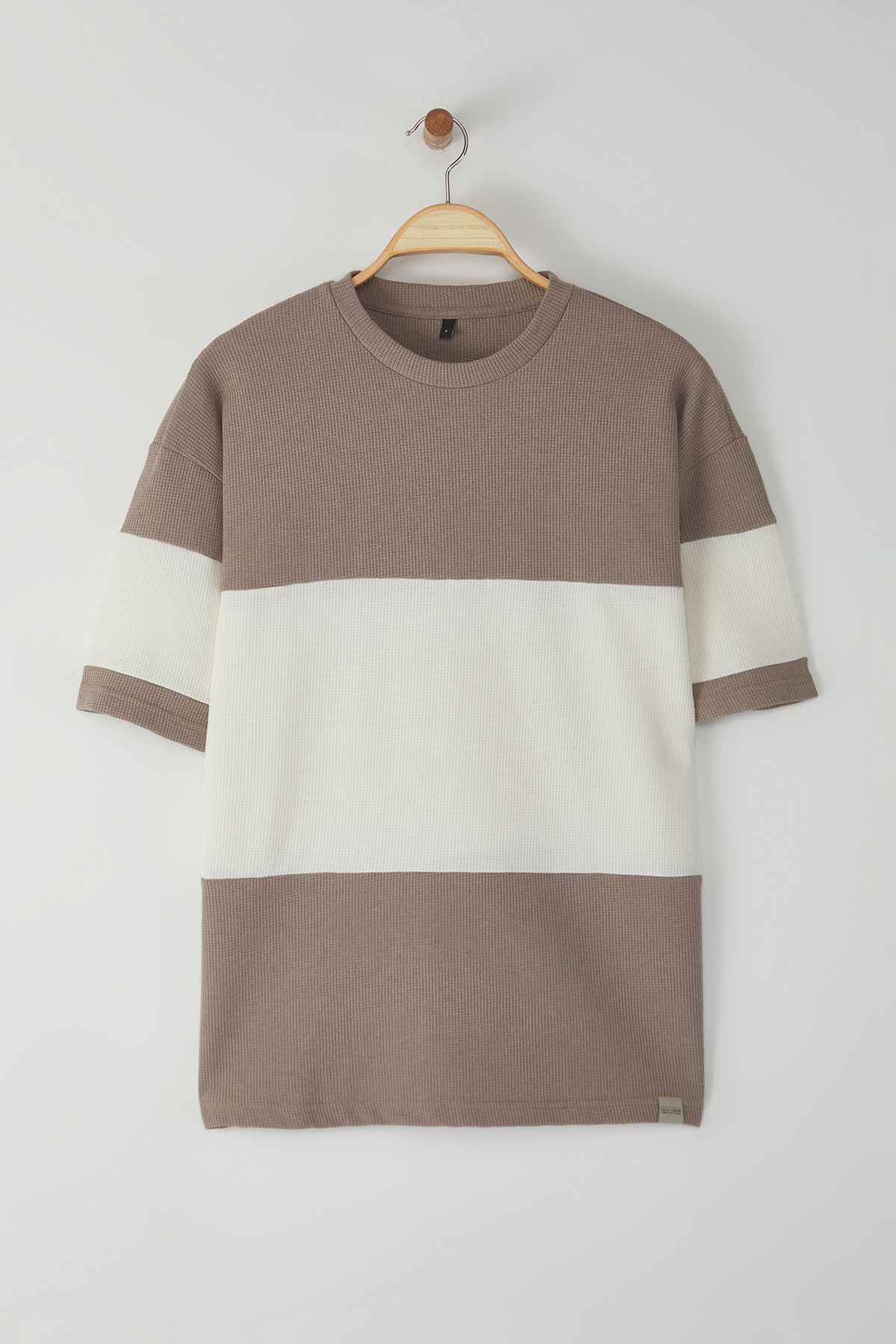 Trendyol Collection-Color Block Wide Cut Textured T-Shirt - Tmnss25Ts00065 5