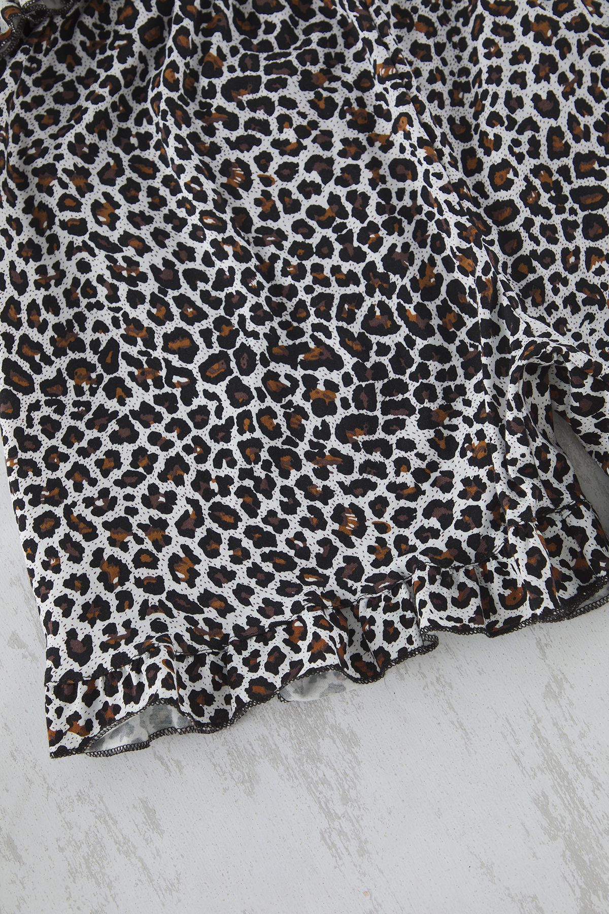 Trendyol Curve-Multicolor Leopard Print Strap Knitted Ruffle Detail Pajamas Set Tbbss22Pt0564 2