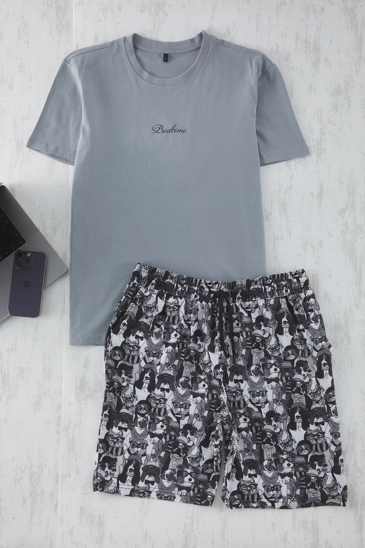 Trendyol Collection-Pyžamový set tmavě šedých šortek Regular Fit - Tmnss25Pt00020 5