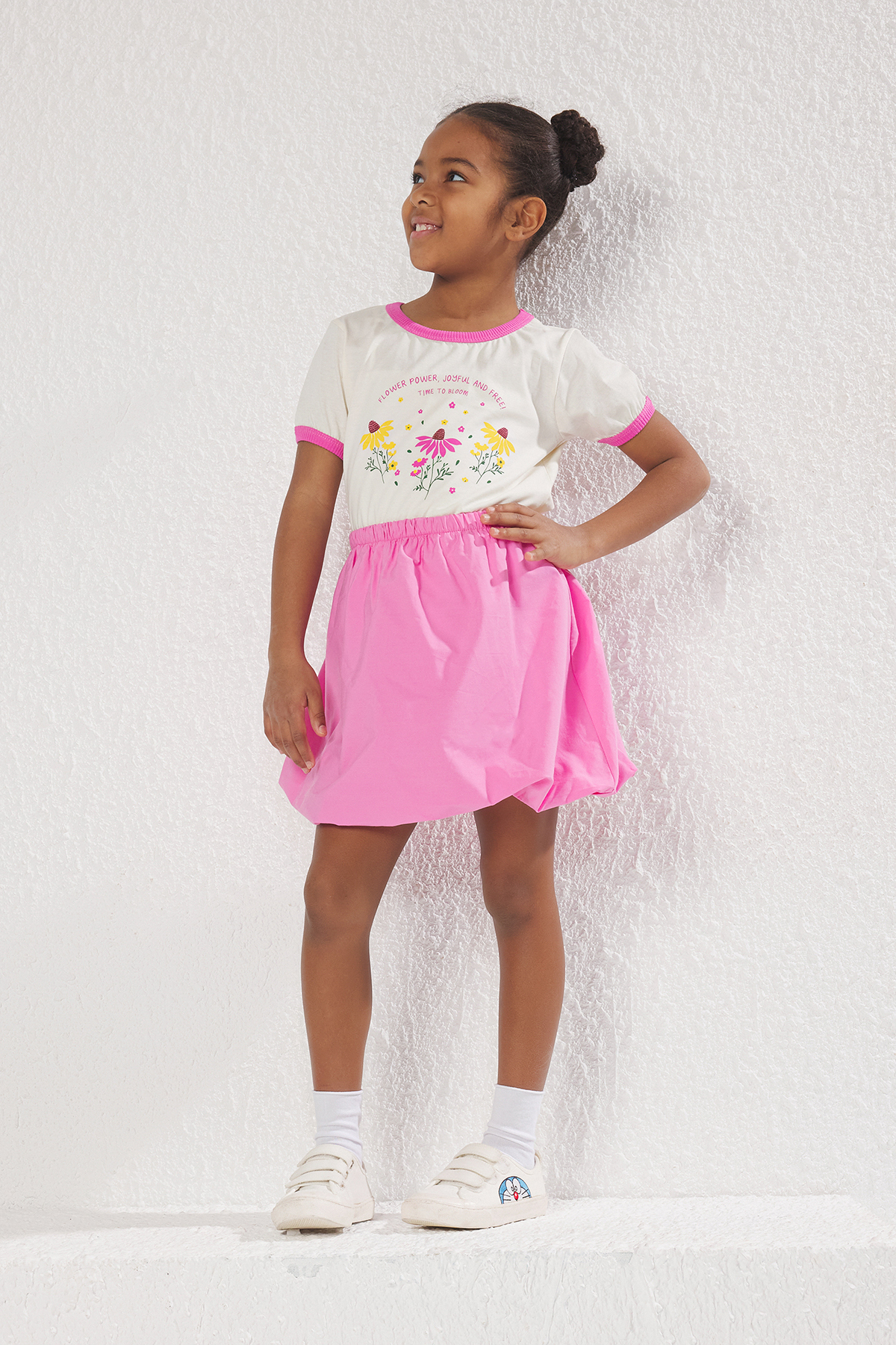 Trendyolmilla Kids Pembe Kız Çocuk Mini Boy Beli Lastikli Dokuma Balon Fit Etek TKDSS25ET00002