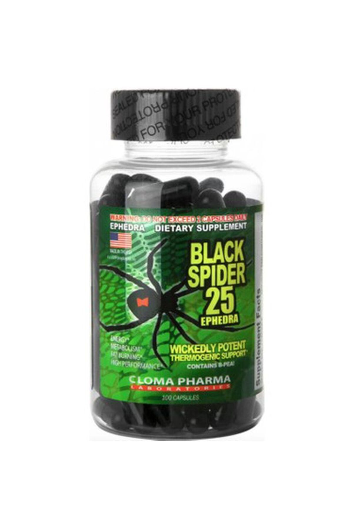 BLACK Cloma Spider Thermogenic Fat Burner 100 Kapsül - Abd Menşei