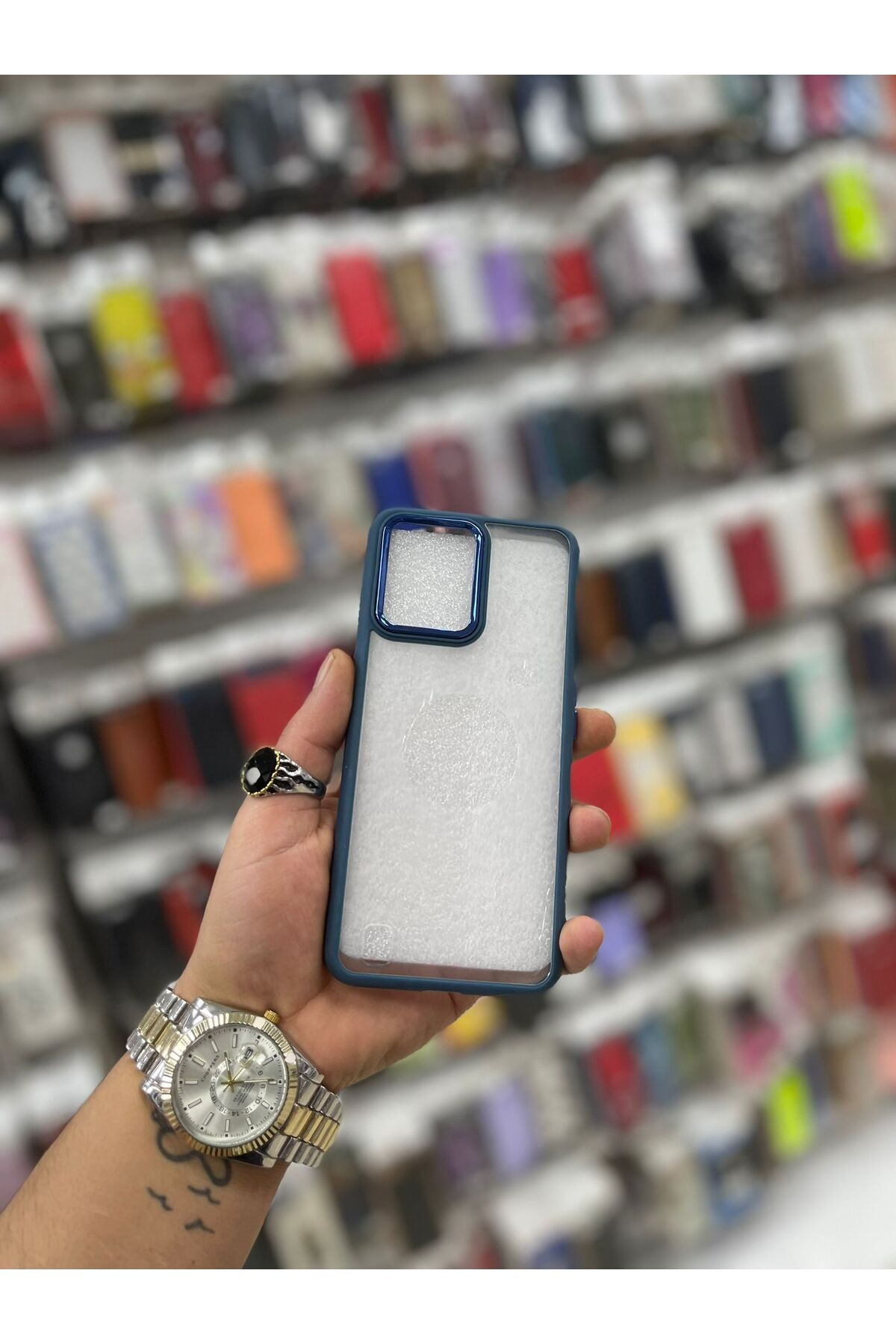 TECNOTREND REALME C35 Kılıf Metal Çerçeve ve Buton Tasarımlı Silikon Kapak
