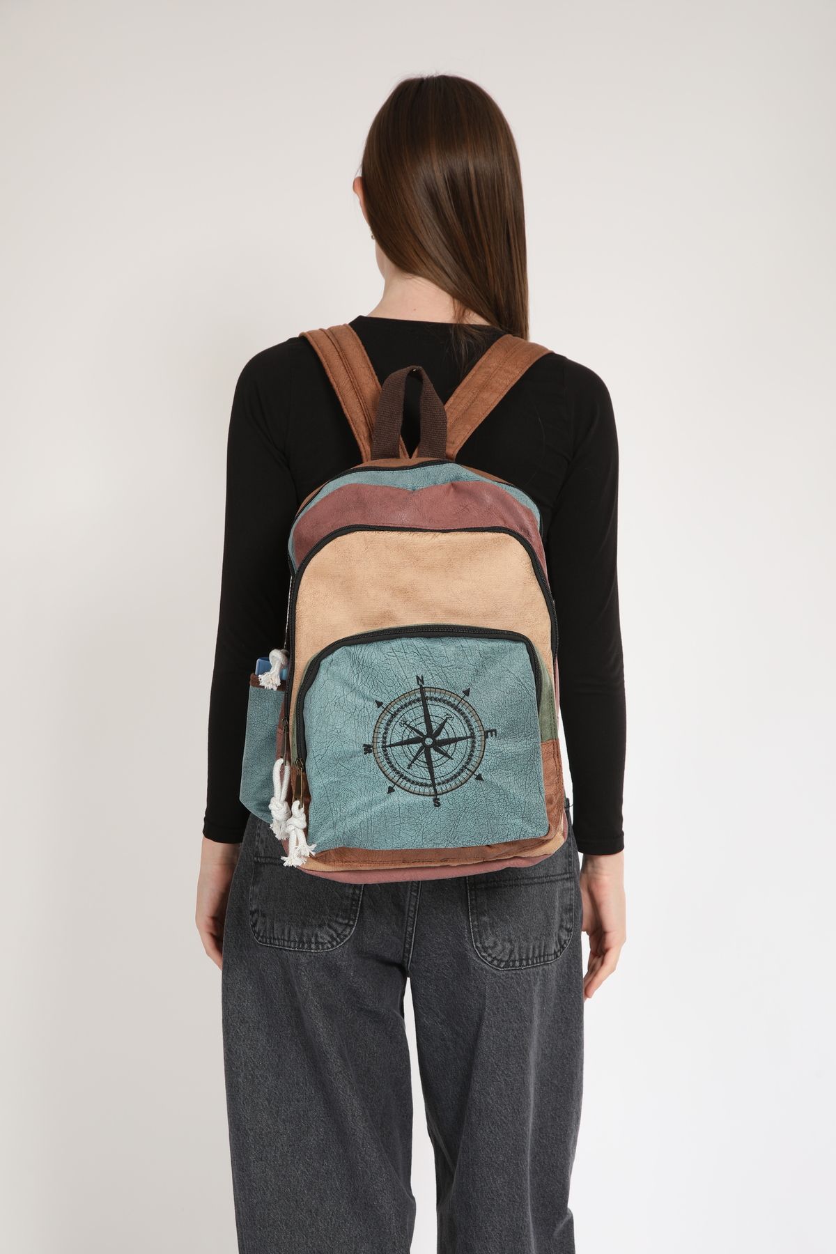 Mona Etnik-Ethnic and Authentic Compass Embroidery Backpack - 3 Compartments and Waterproof Bohemian Style 3