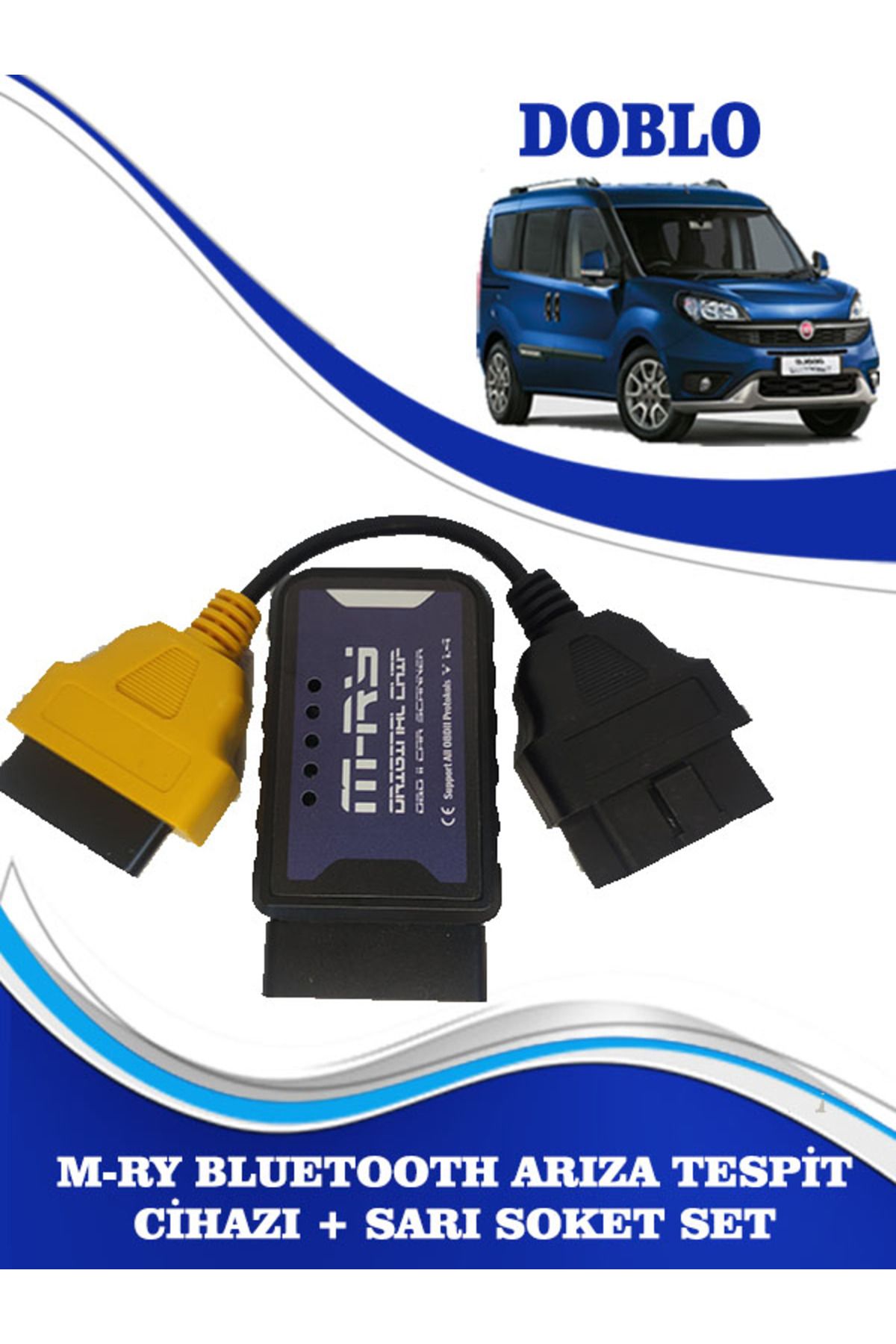 MRY OTO AKSESUAR Fiat Doblo Fiorino Modeller İçin Uyumlu M-RY Bluetoothlu Ariza Tespiİt Cihazi + Sarı Servi Soketi