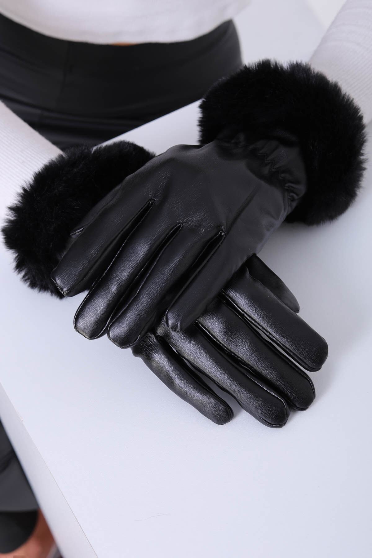 boomist  Kadın Detay Suni Deri Eldiven - Görsel 6