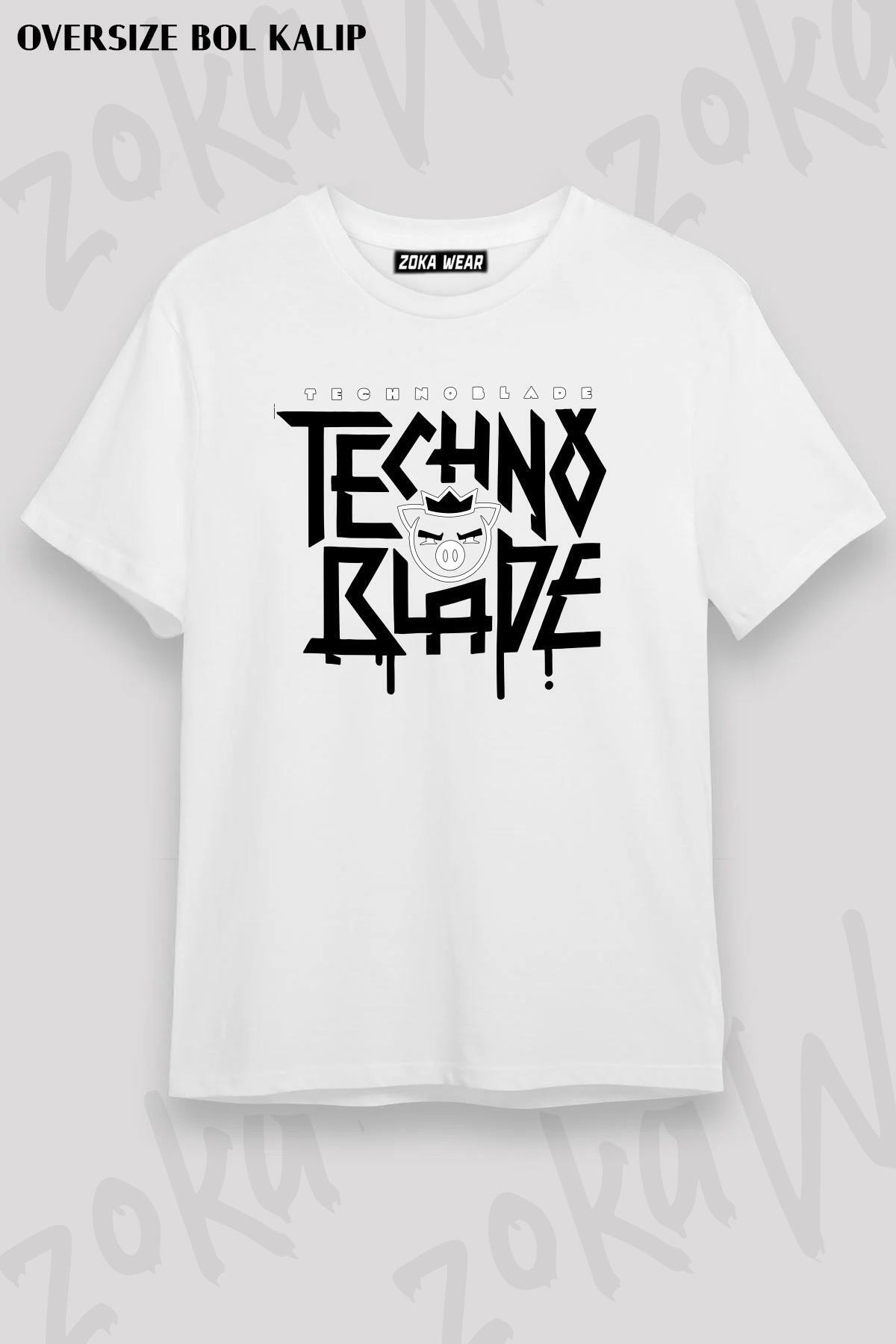 ZOKAWEAR Unisex Oversize Kalıp Technoblade Logo Tasarım Baskılı