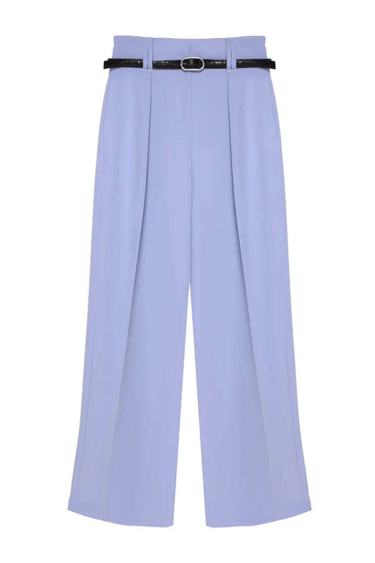 Quzu-Women's Blue Canvas Trousers - 71262 2