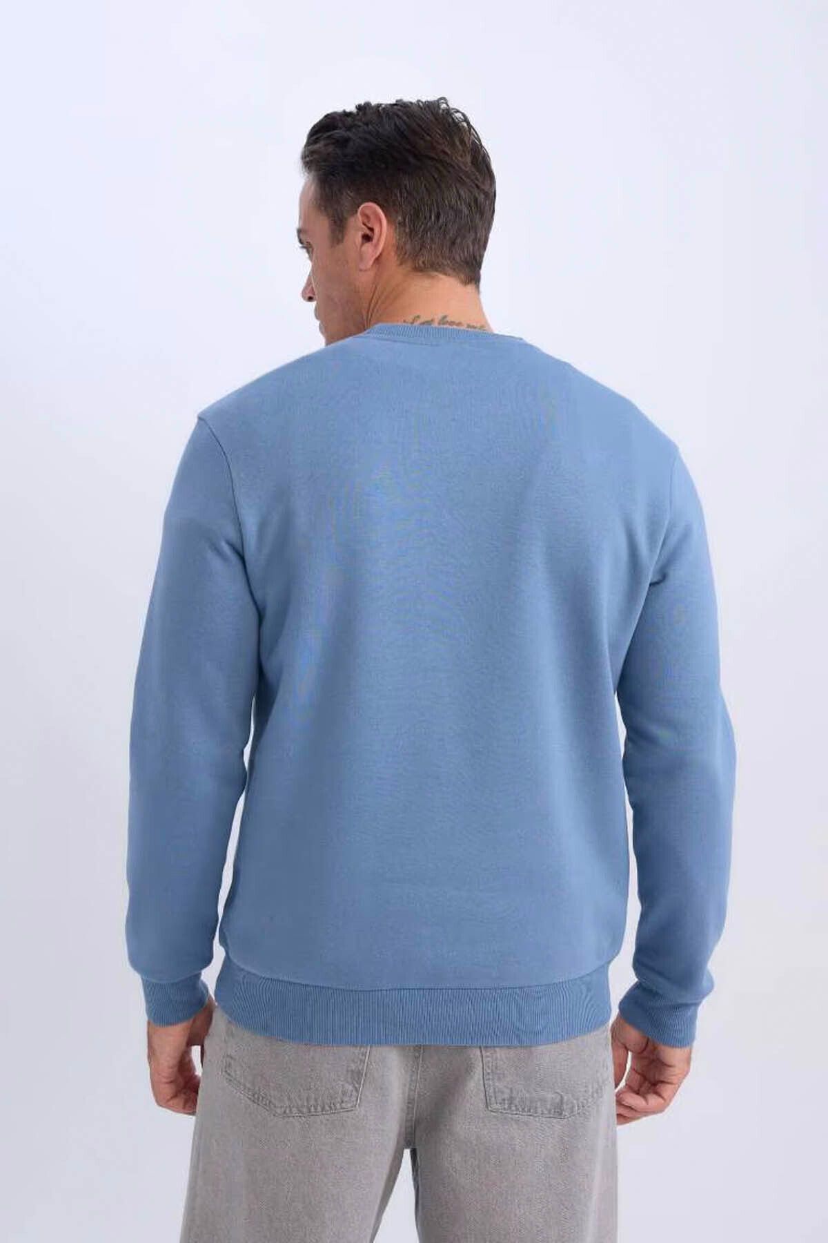 DeFacto-Základná obyčajná hrubá mikina Regular Fit Crew Neck T3777AZ25SP 4