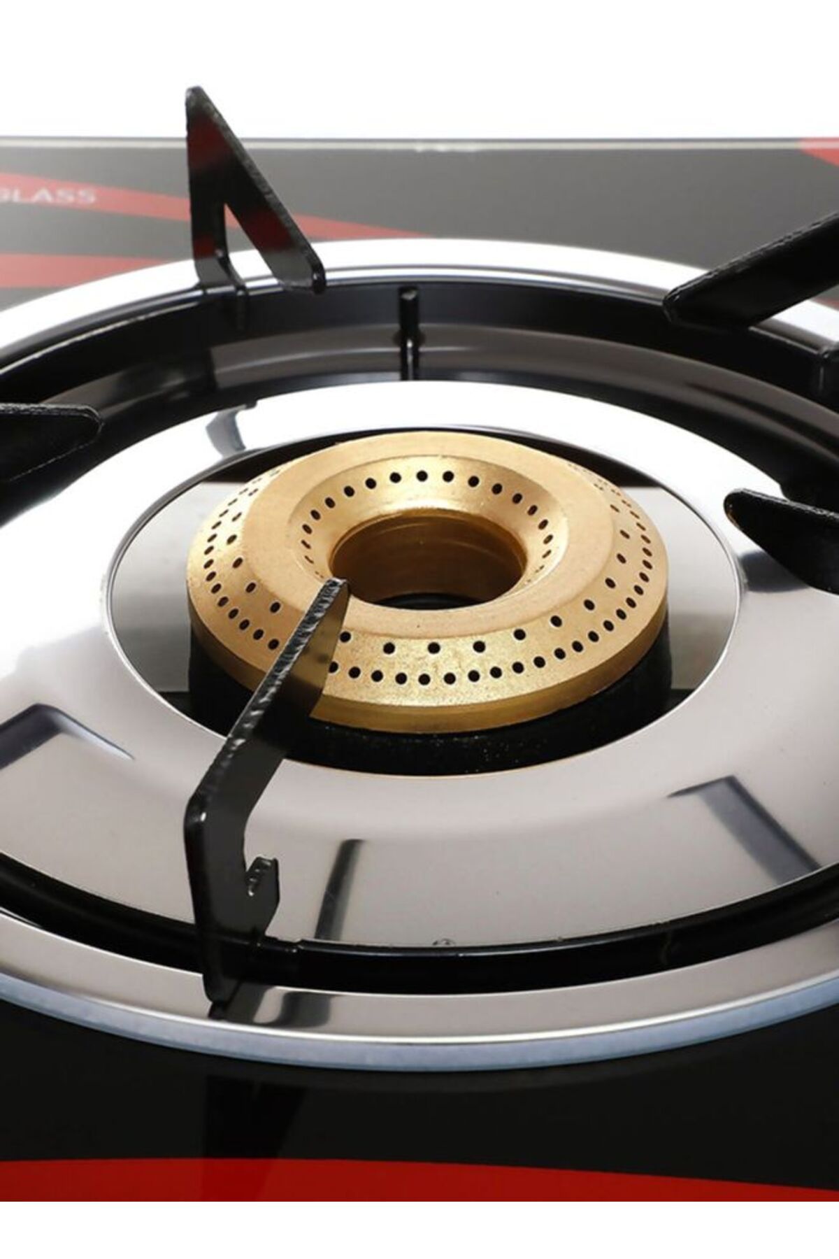 İMPEX-3 Burner Glass Top Gas Stove, Quality Pan Support, Brass Burners, Auto Ignition 3