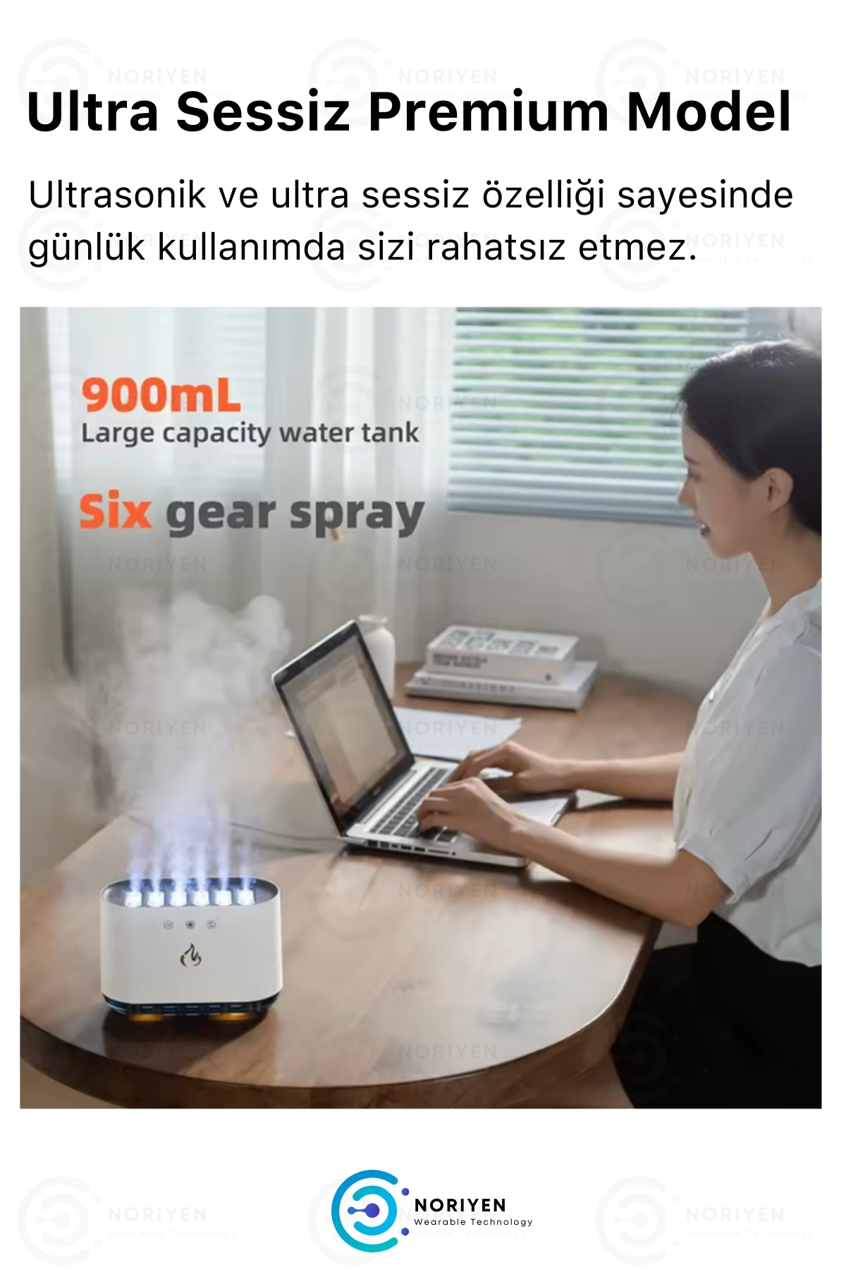 Sese Duyarlı Büyük 900 ML Ultrasonik Hava Nemlendirici 6 RGB Gece Işığı Buhar Makinesi Aroma Difüzör