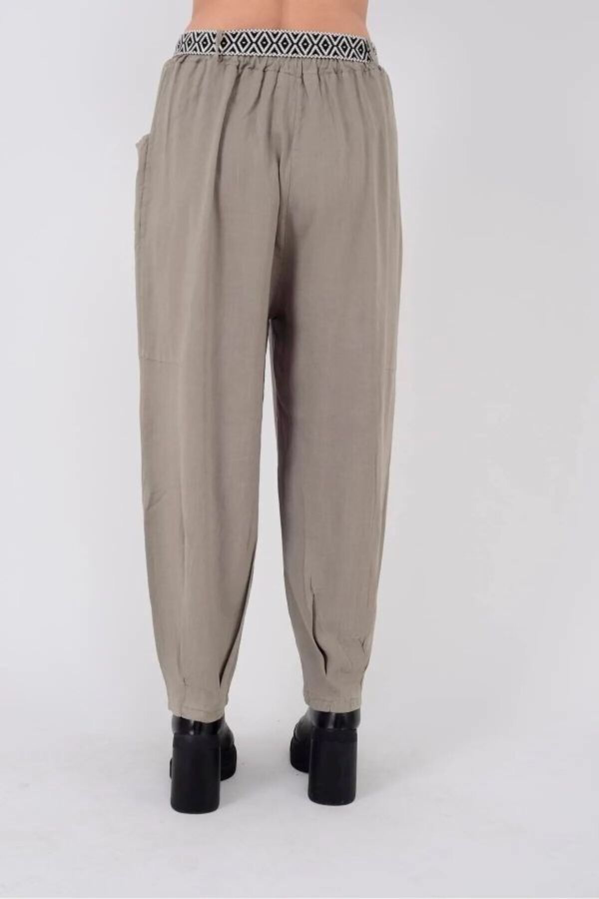 GÜLDEN KATRAN-Linen Pant with Belt Detail 7