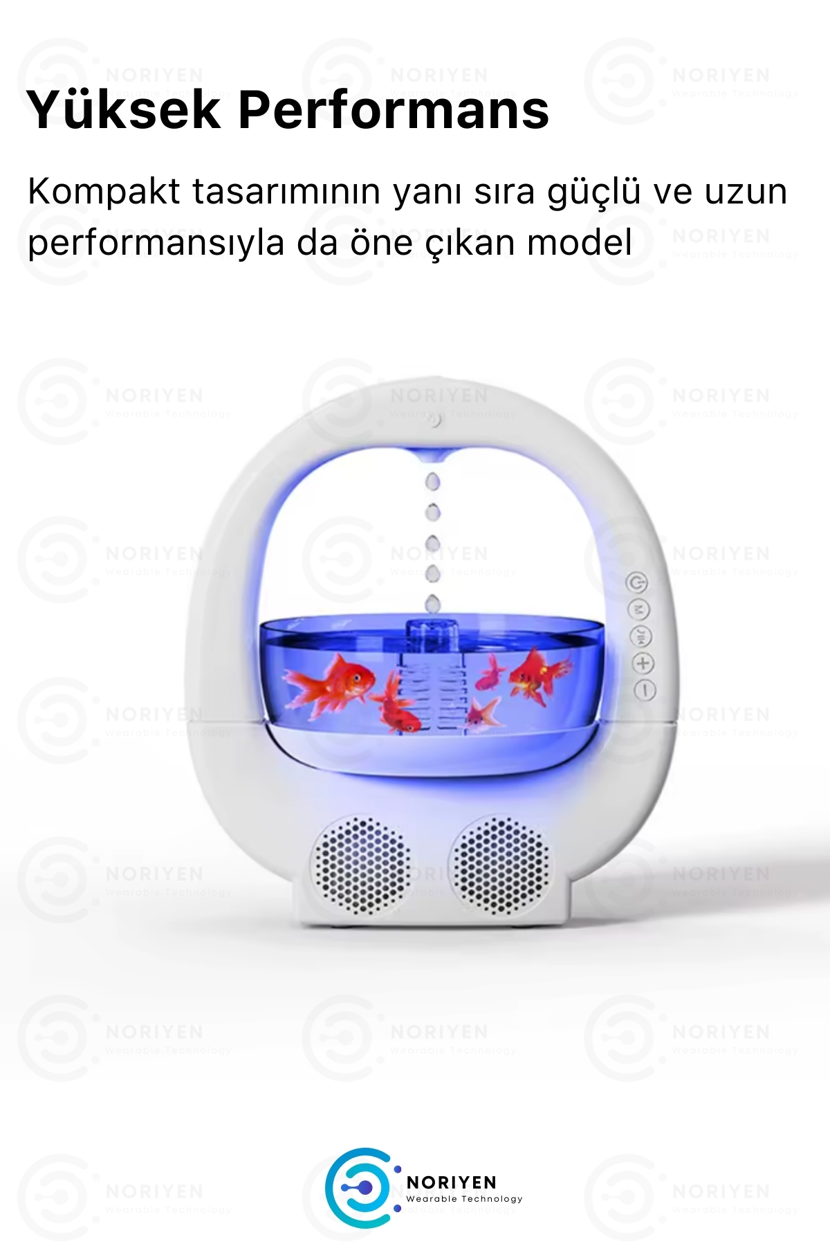 Akvaryumlu Balık Tanklı Bluetooth Hoparlörlü Hava Nemlendiricisi Işıklı Buhar Makinesi Aroma Difüzör