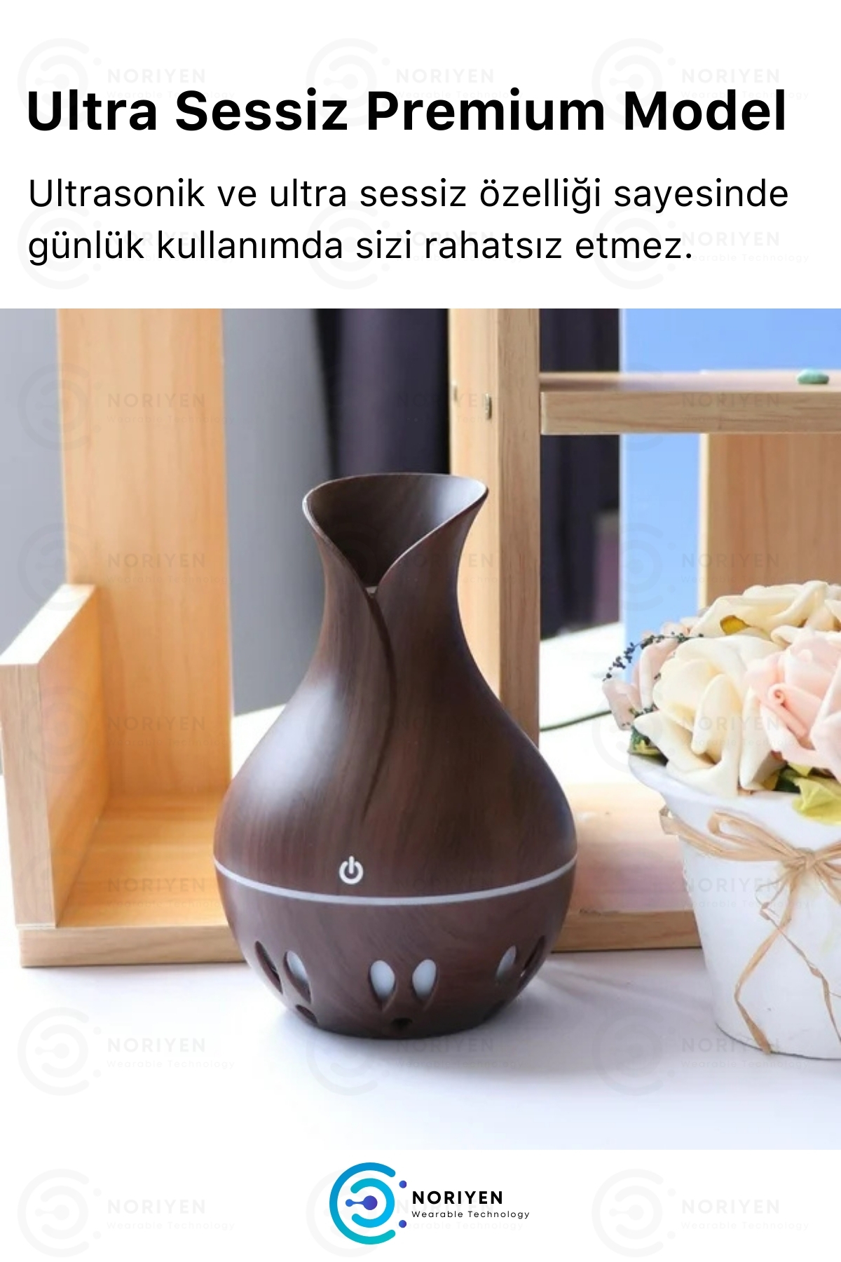 Ultra Sessiz Premium Ultrasonik Hava Nemlendirici 7 LED Gece Işığı Vazo Buhar Makinesi Aroma Difüzör