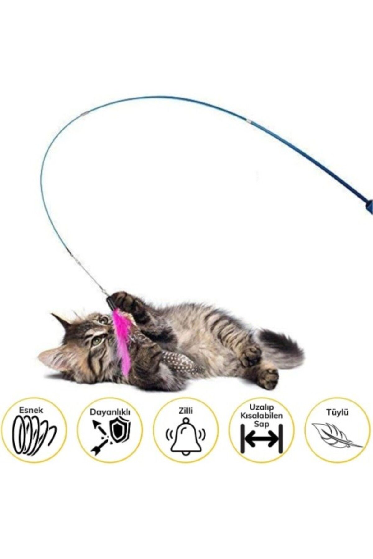 Kapamarka Teleskopik Zilli Ve Tüylü Kedi Oyuncağı