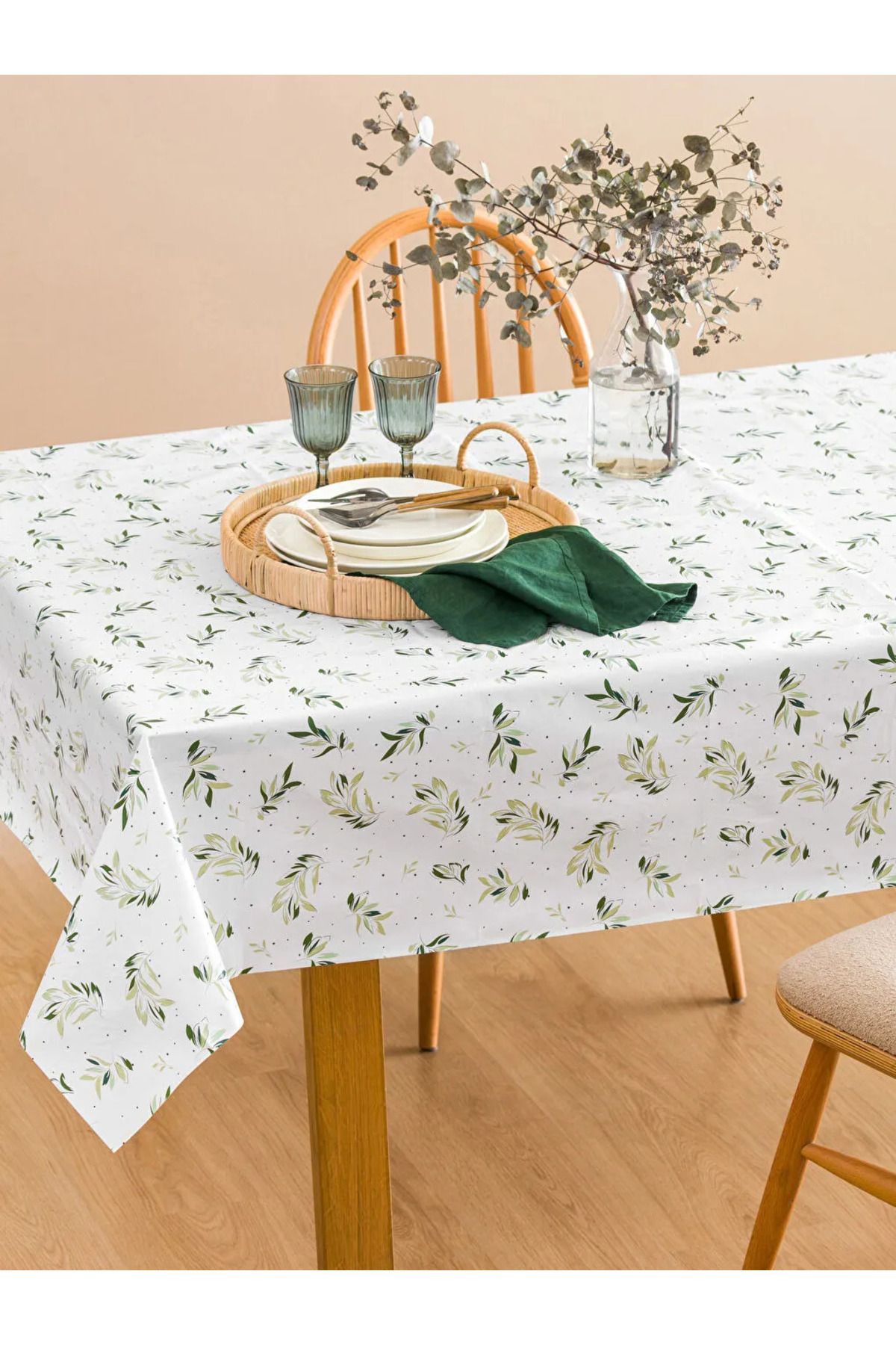 LC Waikiki-Lcw Mixed Leaf Pattern Tablecloth 140X180 cm 2