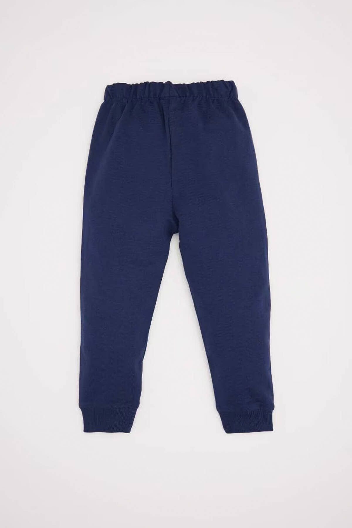 DeFacto-Elastic Waist Basic Plain Navy Blue Baby Boy Sweatpants B7014A5/Nv241 4