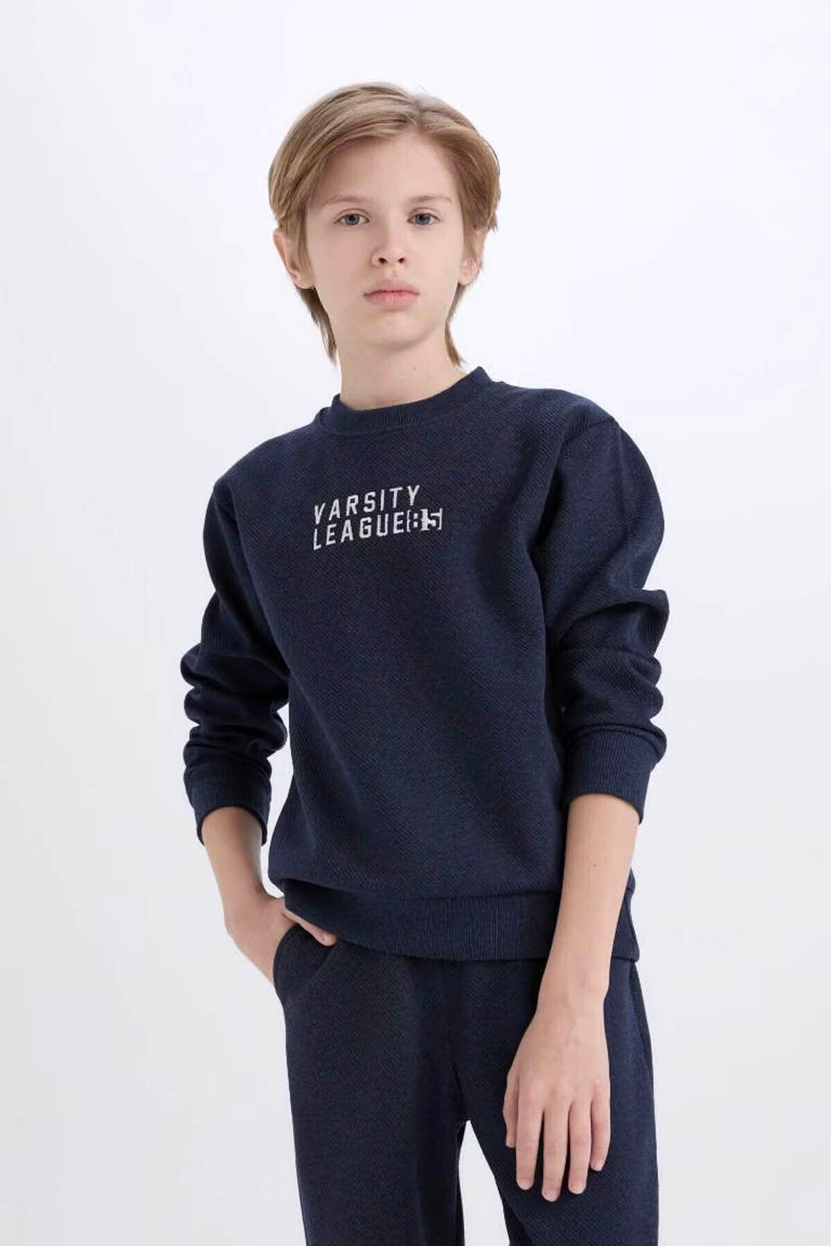 DeFacto-2-Piece Navy Blue Boy Tracksuit Set D9819A8/Nv254 2