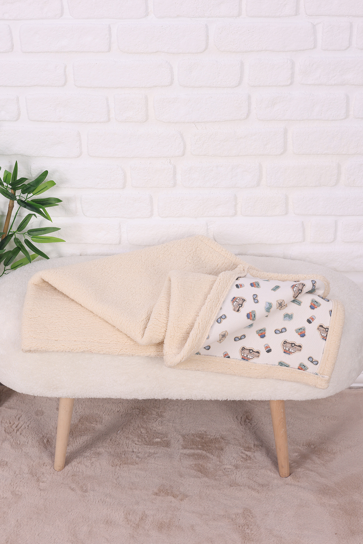 Junenext-Baby Blanket 85X100 cm Sheep Hair and Muslin Blanket 3