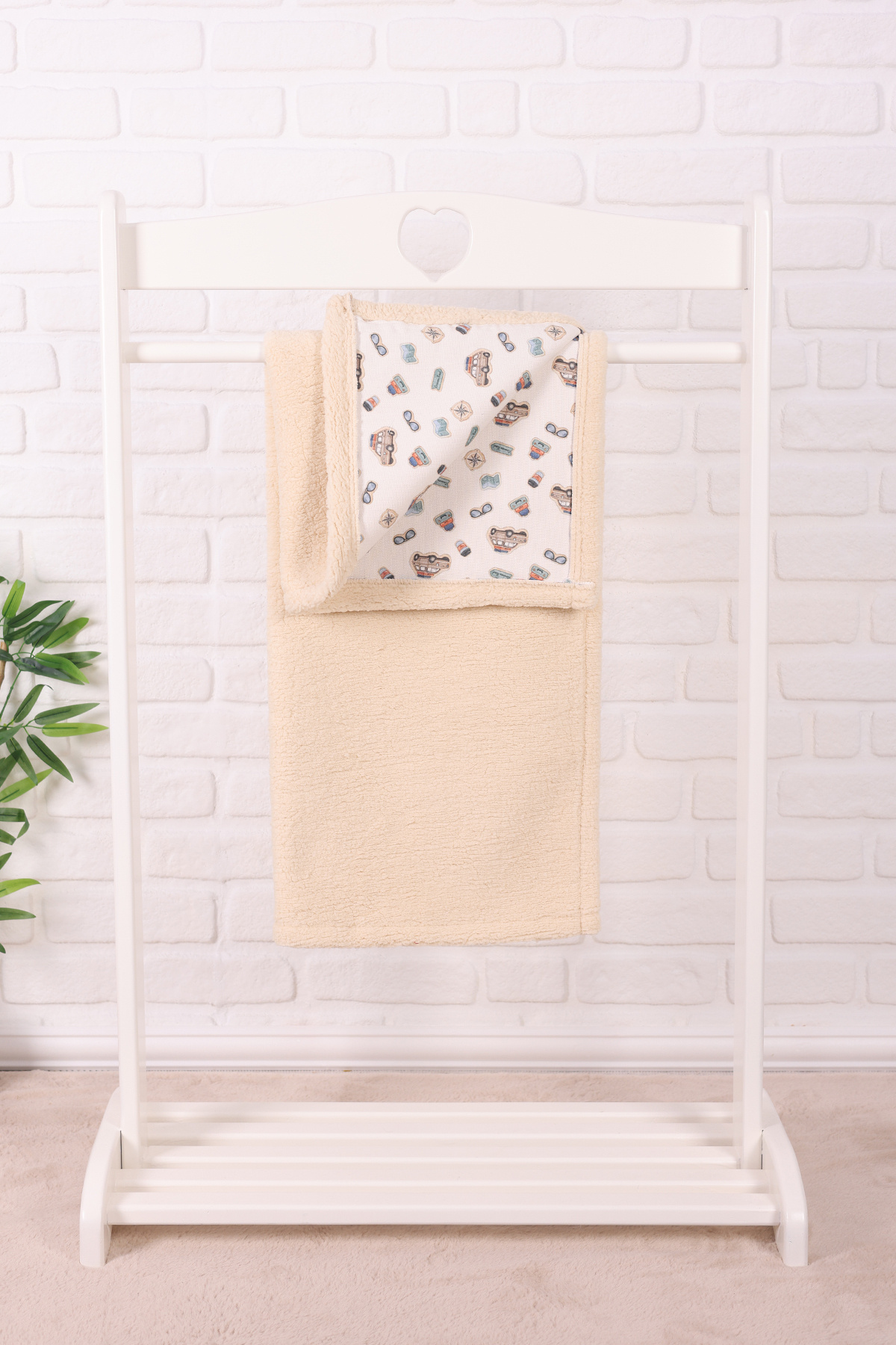 Junenext-Baby Blanket 85X100 cm Sheep Hair and Muslin Blanket 1